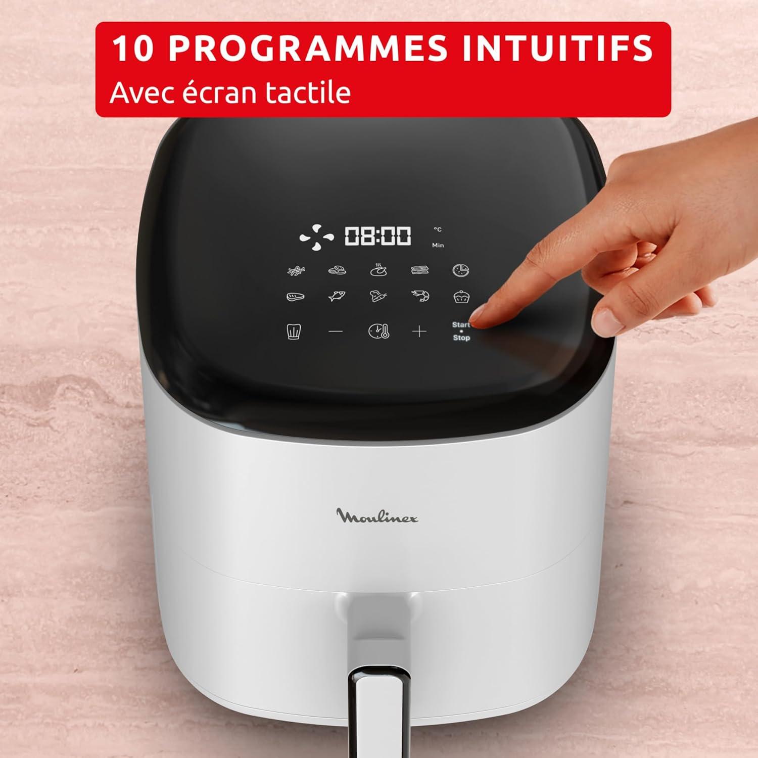 imageMoulinex Easy Fry Max Friteuse sans huile Capacit XL de 5 L Jusqu 6 personnes 10 programmes automatiques Ecran tactile digital Gain de temps et dnergie air fryer EZ245820Gris