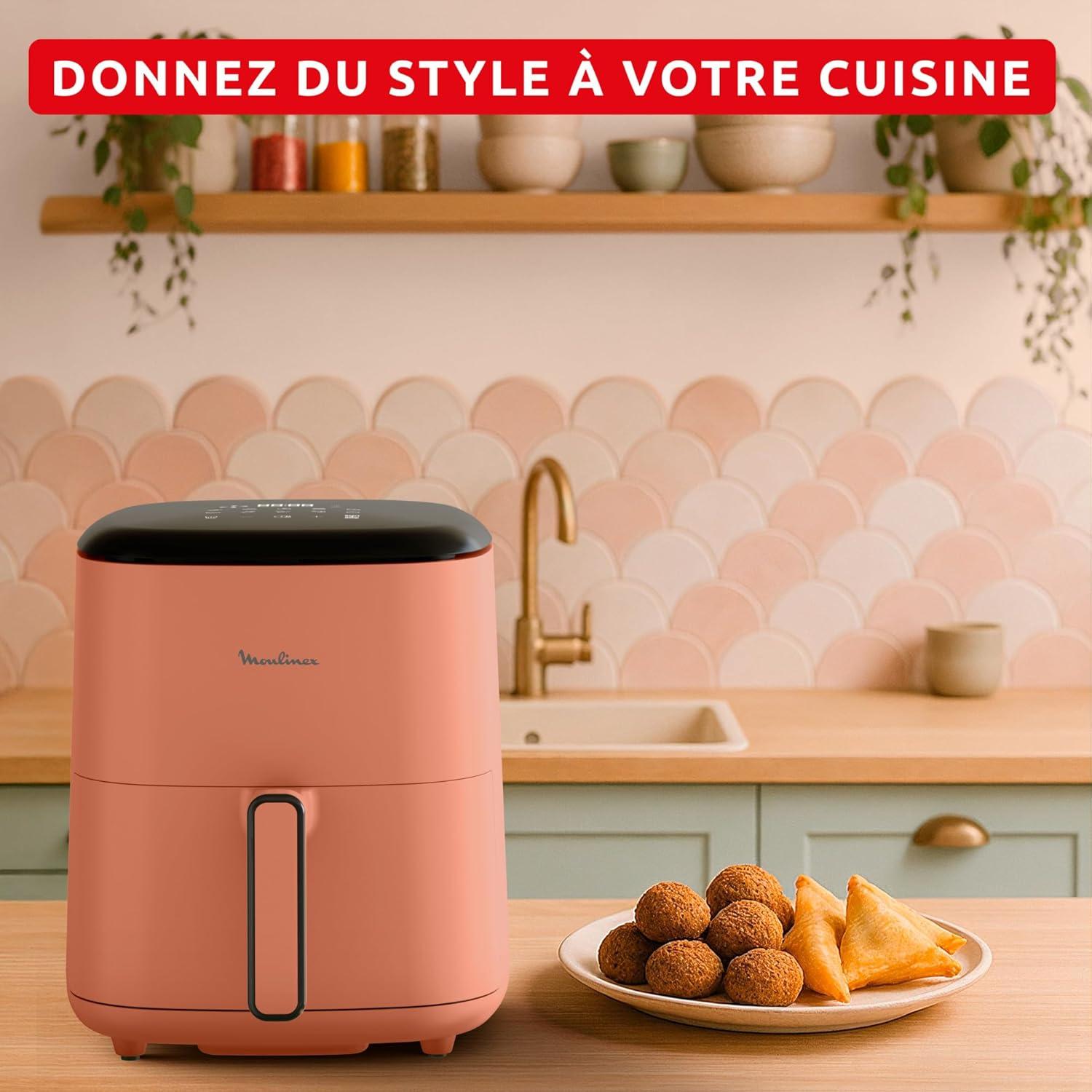 imageMoulinex Easy Fry Max Friteuse sans huile Capacit XL de 5 L Jusqu 6 personnes 10 programmes automatiques Ecran tactile digital Gain de temps et dnergie air fryer EZ245820Terracotta