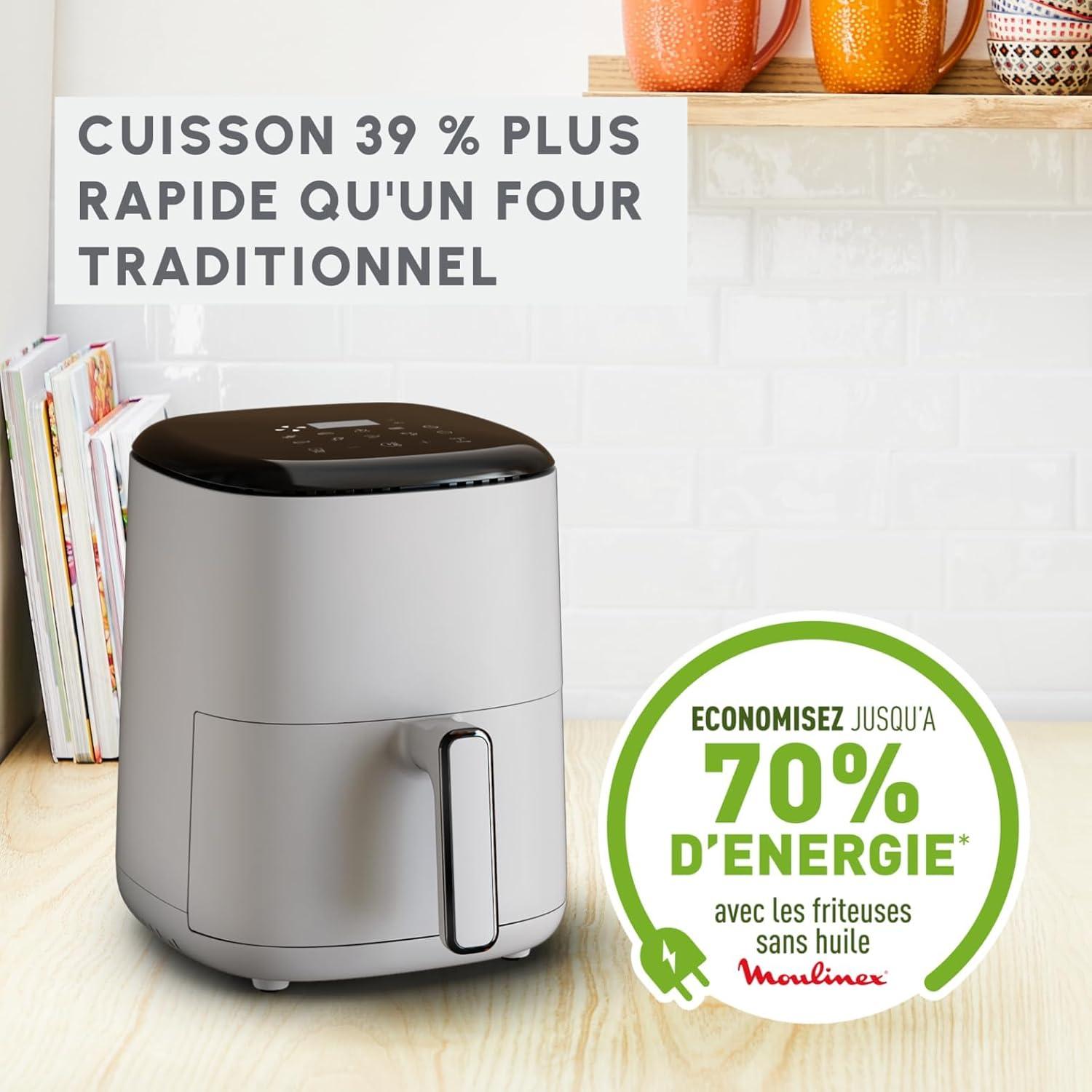 imageMoulinex Easy Fry Max Friteuse sans huile Capacit XL de 5 L Jusqu 6 personnes 10 programmes automatiques Ecran tactile digital Gain de temps et dnergie air fryer EZ245820Gris