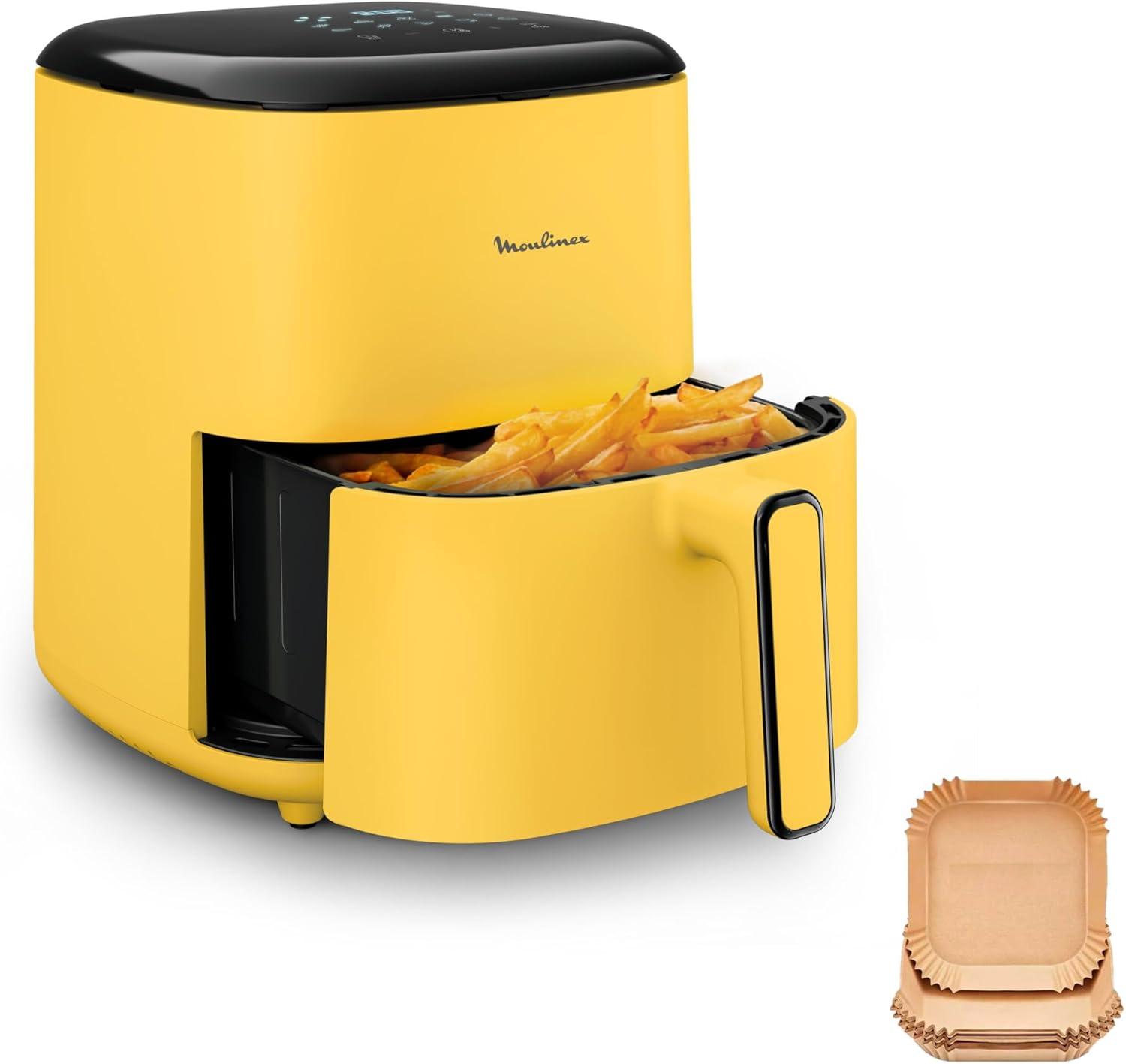imageMoulinex Easy Fry Max Friteuse sans huile Capacit XL de 5 L Jusqu 6 personnes 10 programmes automatiques Ecran tactile digital Gain de temps et dnergie air fryer EZ245820Jaune