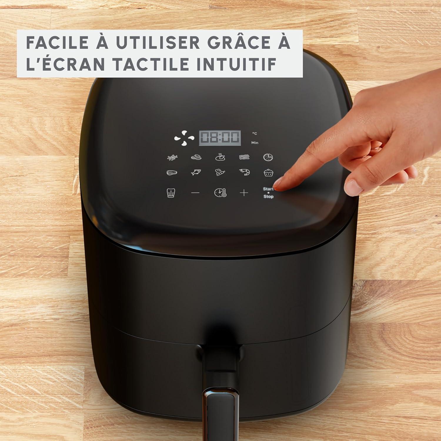 imageMoulinex Easy Fry Max Friteuse sans huile Capacit XL de 5 L Jusqu 6 personnes 10 programmes automatiques Ecran tactile digital Gain de temps et dnergie air fryer EZ245820Noir