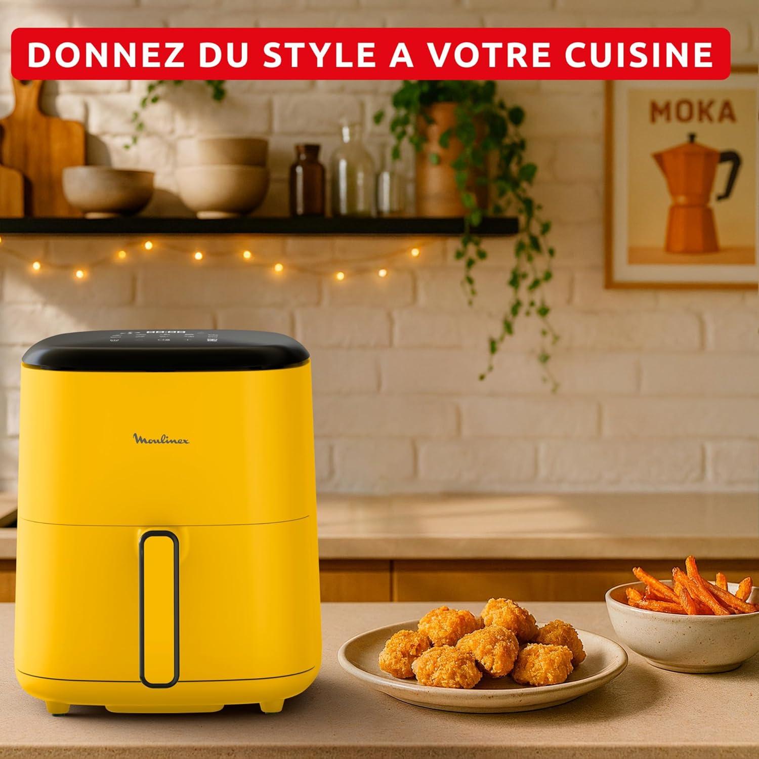 imageMoulinex Easy Fry Max Friteuse sans huile Capacit XL de 5 L Jusqu 6 personnes 10 programmes automatiques Ecran tactile digital Gain de temps et dnergie air fryer EZ245820Jaune