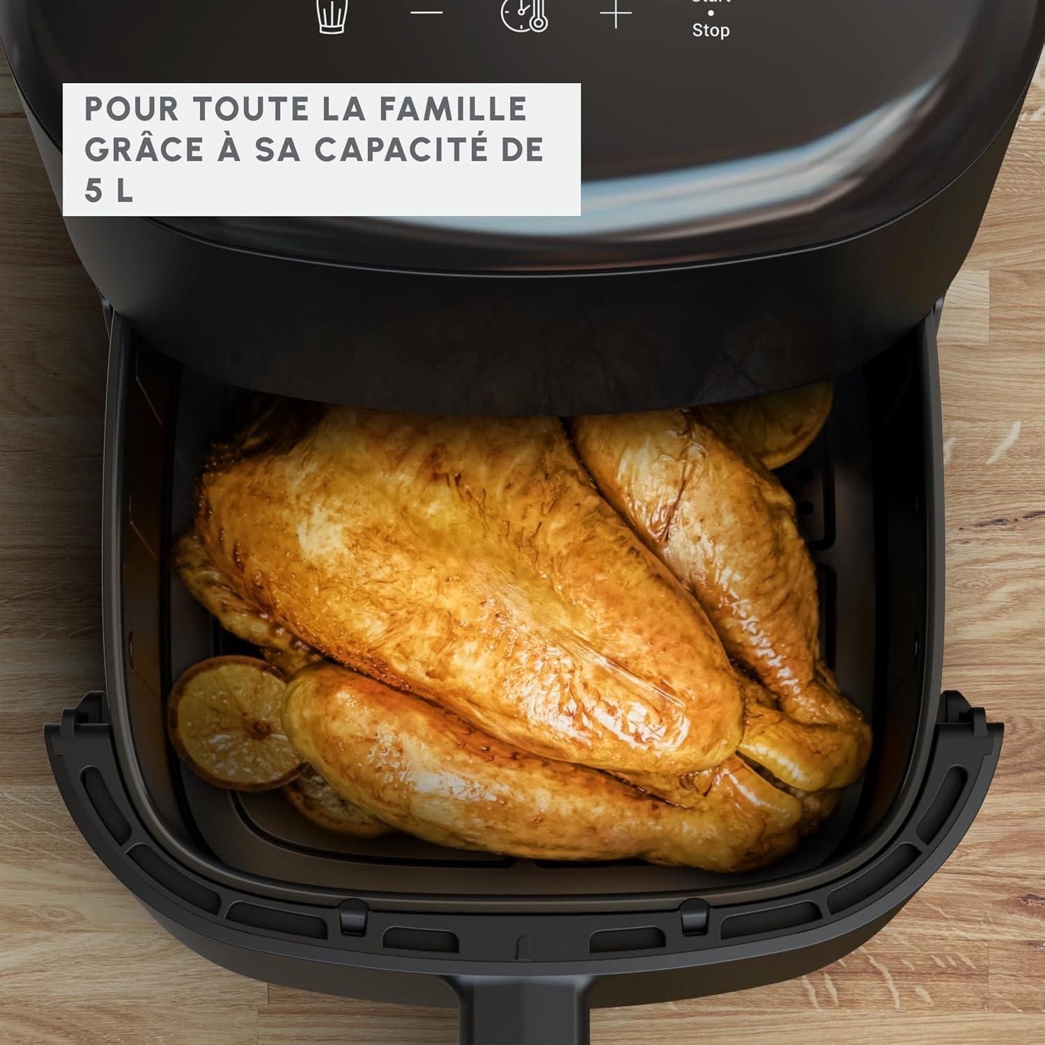 imageMoulinex Easy Fry Max Friteuse sans huile Capacit XL de 5 L Jusqu 6 personnes 10 programmes automatiques Ecran tactile digital Gain de temps et dnergie air fryer EZ245820Noir
