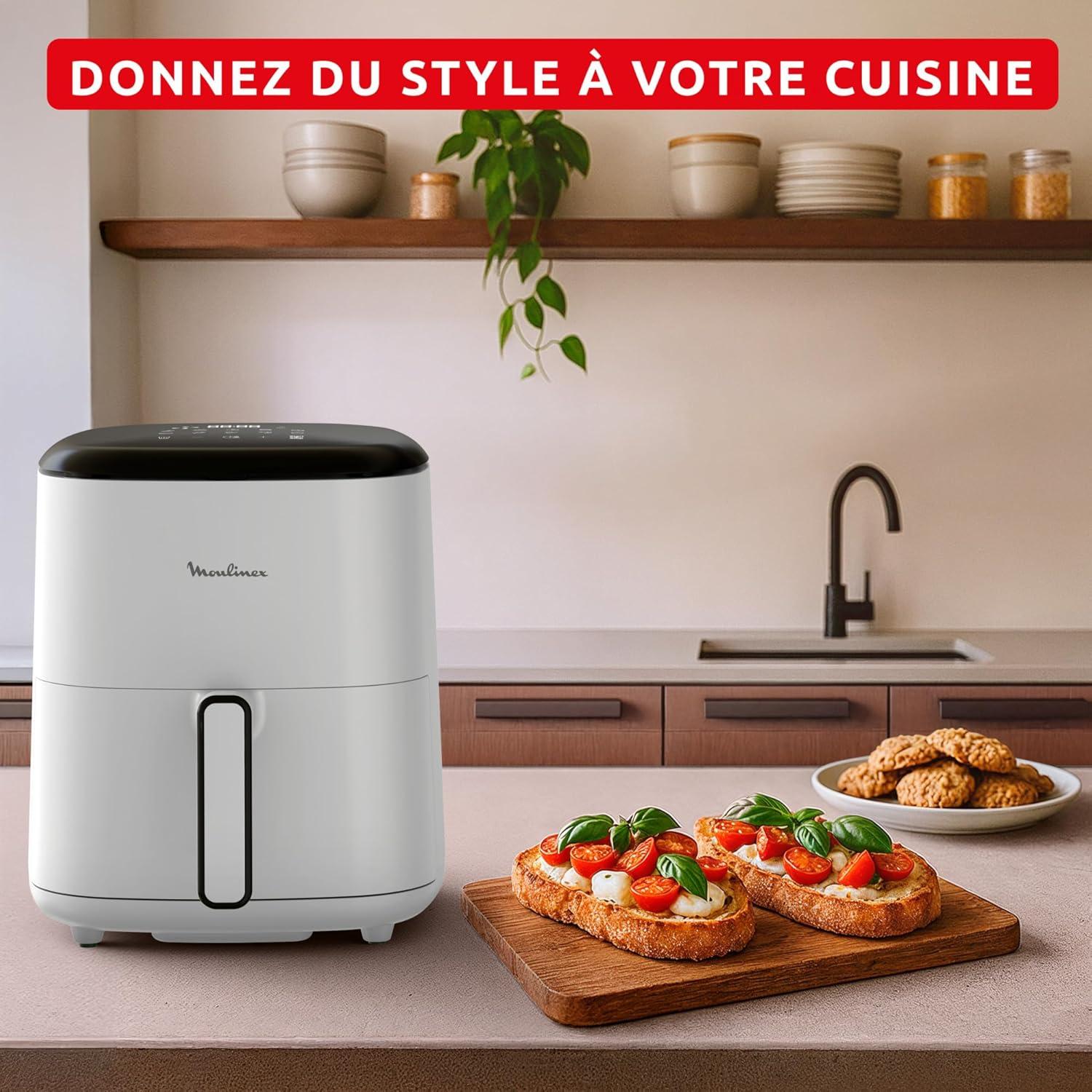 imageMoulinex Easy Fry Max Friteuse sans huile Capacit XL de 5 L Jusqu 6 personnes 10 programmes automatiques Ecran tactile digital Gain de temps et dnergie air fryer EZ245820Gris