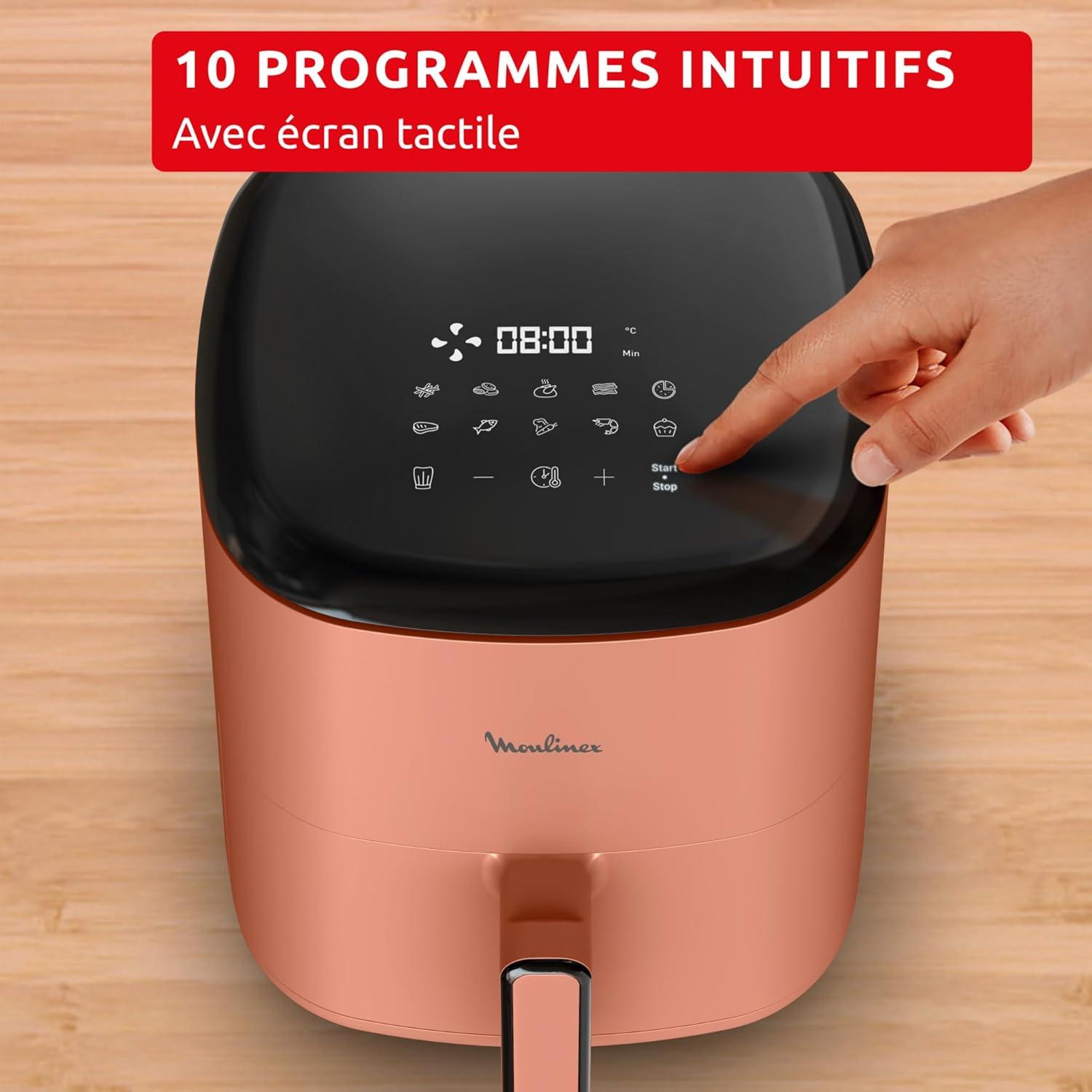 imageMoulinex Easy Fry Max Friteuse sans huile Capacit XL de 5 L Jusqu 6 personnes 10 programmes automatiques Ecran tactile digital Gain de temps et dnergie air fryer EZ245820Terracotta