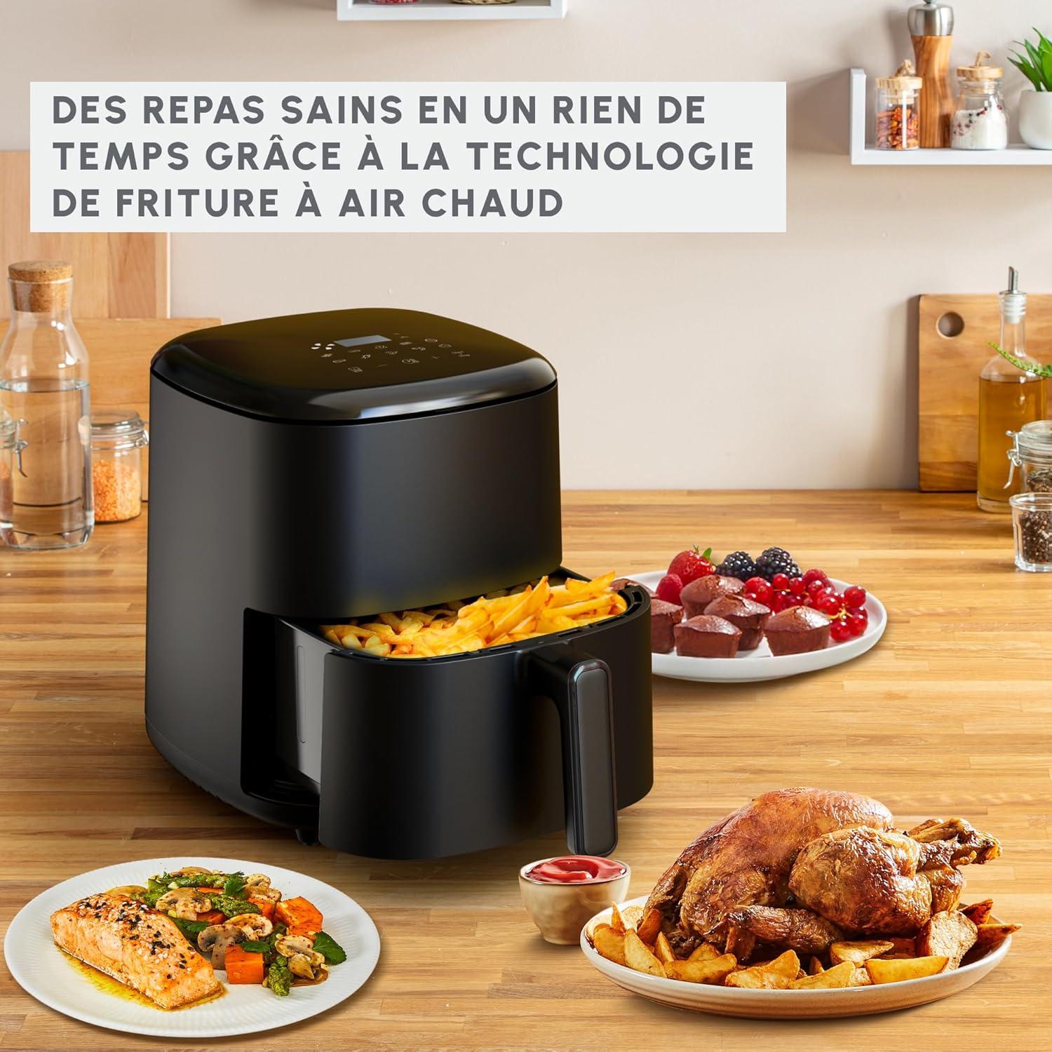imageMoulinex Easy Fry Max Friteuse sans huile Capacit XL de 5 L Jusqu 6 personnes 10 programmes automatiques Ecran tactile digital Gain de temps et dnergie air fryer EZ245820Noir