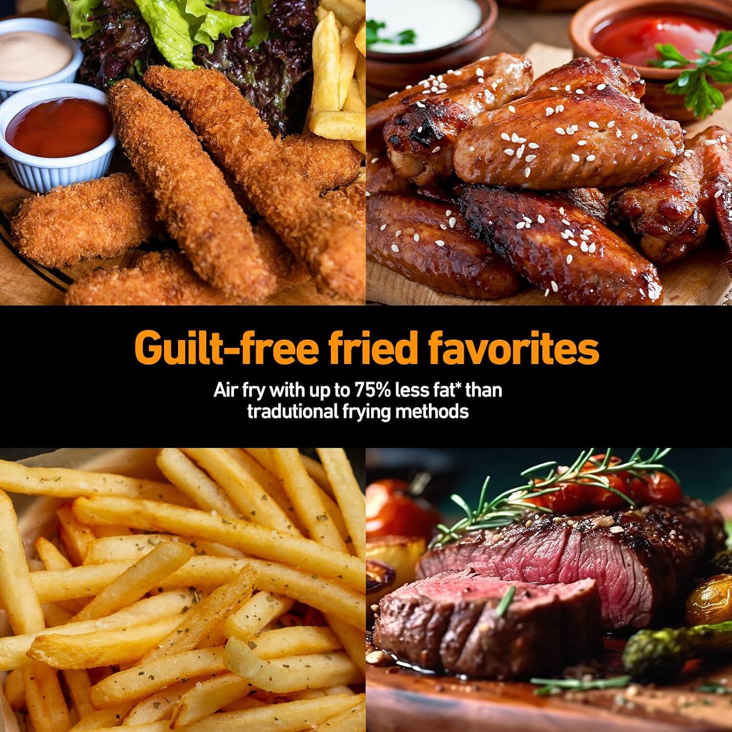 imagePanana Air Fryer avec Double Compartiment Friteuse Sans 2x45L 8 Programmes 2400W Friteuse Air Chaud Friteuse Electrique avec LED cran Tactile Airfryer avec 2 cuves spares