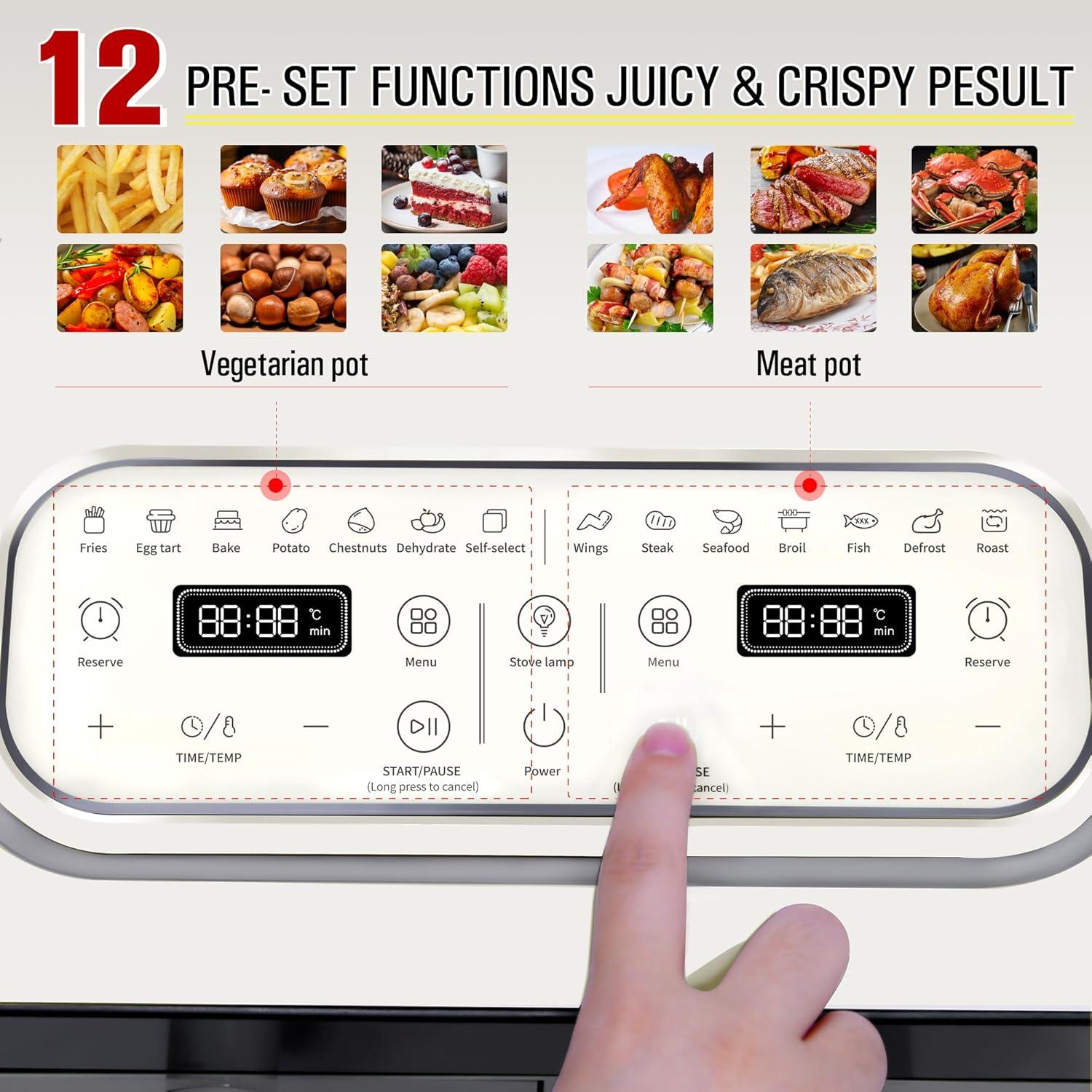 imageRunnatal Air Fryer double zone 8 L Airfryer sans huile 2 tiroirs programmes de cuisson 14 en 1 casseroles pour lgumes et viande cran tactile faible en gras compatible lavevaisselle