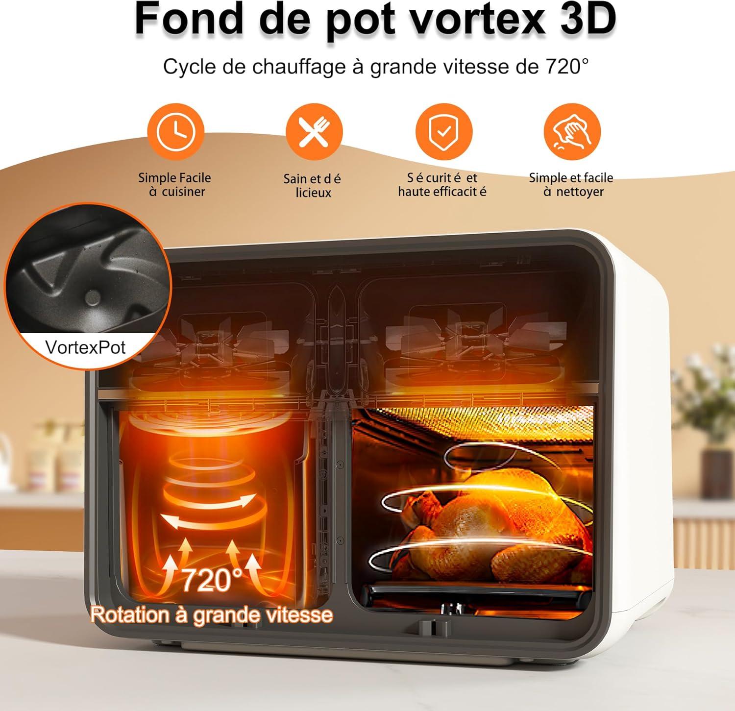 imageRunnatal Air Fryer double zone 8 L Airfryer sans huile 2 tiroirs programmes de cuisson 14 en 1 casseroles pour lgumes et viande cran tactile faible en gras compatible lavevaisselle
