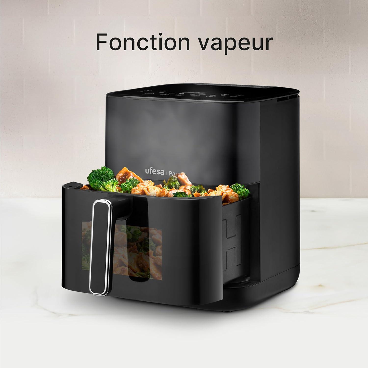 imageUfesa Jaguar Friteuse lectrique Air 35 L 8 Programmes 1200 W Ecran Tactile Minuterie Temprature 80C 200C Sans BPA ni PFOA Cuve et Plateau Antiadhsif Exclusivit AmazonBlack
