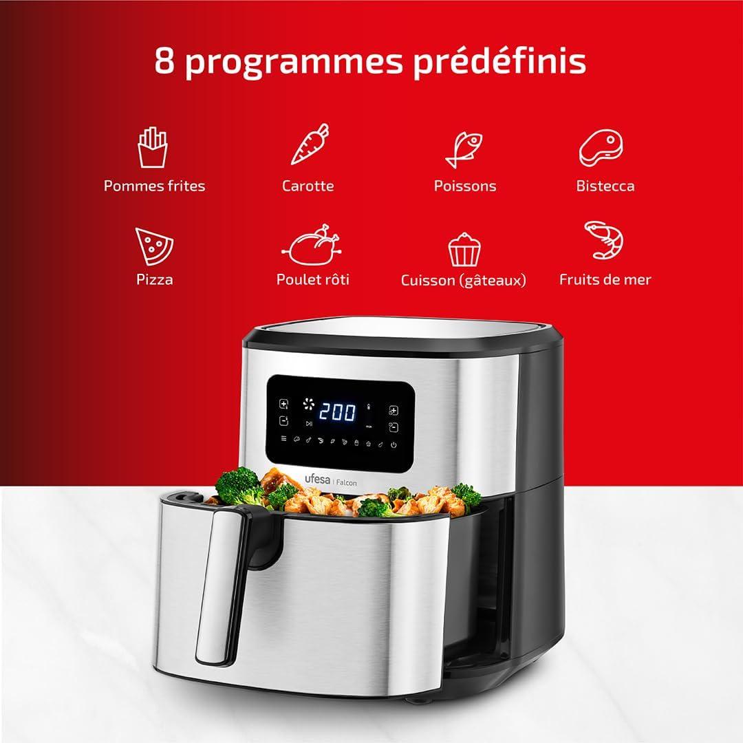 imageUfesa Jaguar Friteuse lectrique Air 35 L 8 Programmes 1200 W Ecran Tactile Minuterie Temprature 80C 200C Sans BPA ni PFOA Cuve et Plateau Antiadhsif Exclusivit AmazonInox