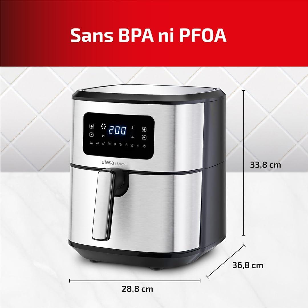 imageUfesa Jaguar Friteuse lectrique Air 35 L 8 Programmes 1200 W Ecran Tactile Minuterie Temprature 80C 200C Sans BPA ni PFOA Cuve et Plateau Antiadhsif Exclusivit AmazonInox