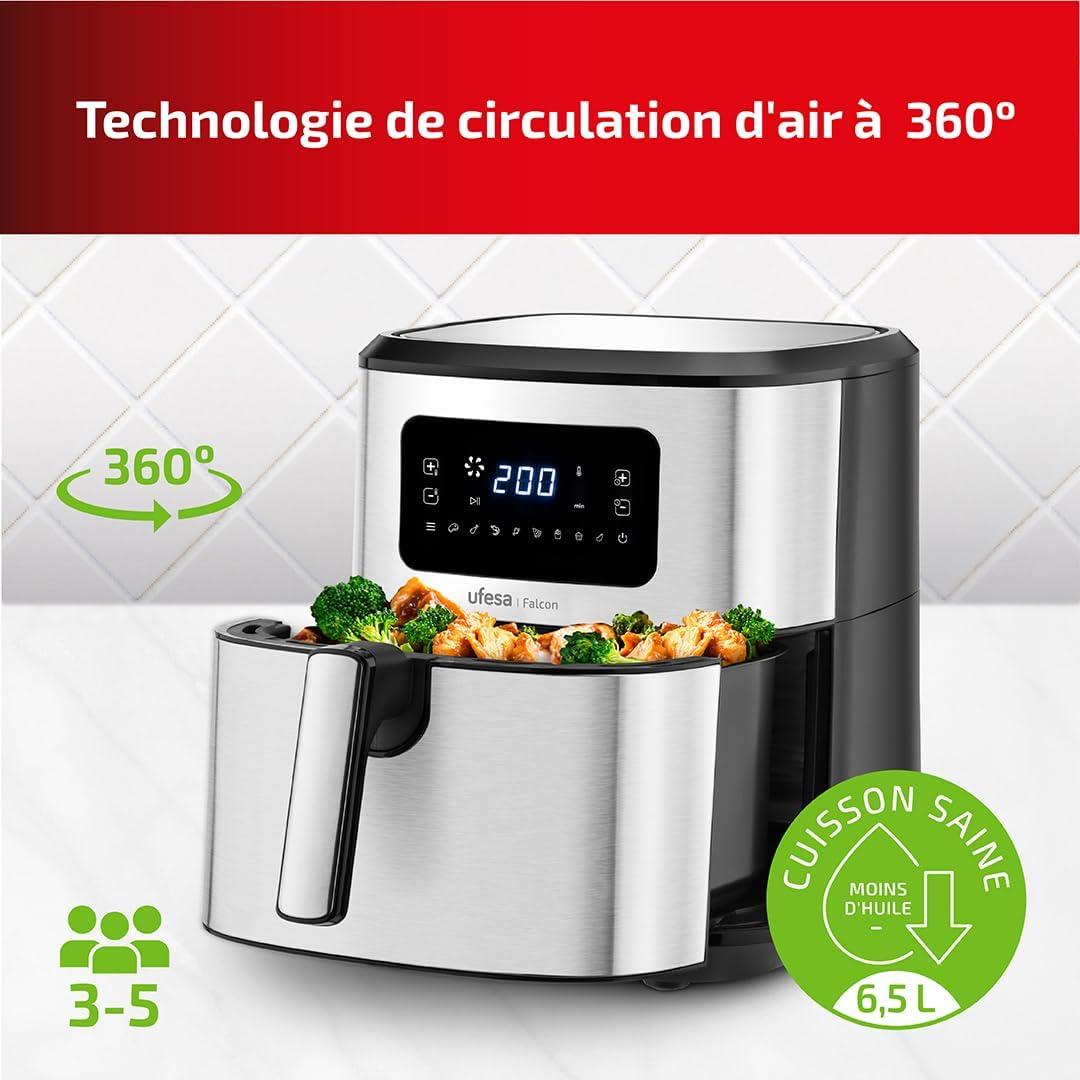 imageUfesa Jaguar Friteuse lectrique Air 35 L 8 Programmes 1200 W Ecran Tactile Minuterie Temprature 80C 200C Sans BPA ni PFOA Cuve et Plateau Antiadhsif Exclusivit AmazonInox