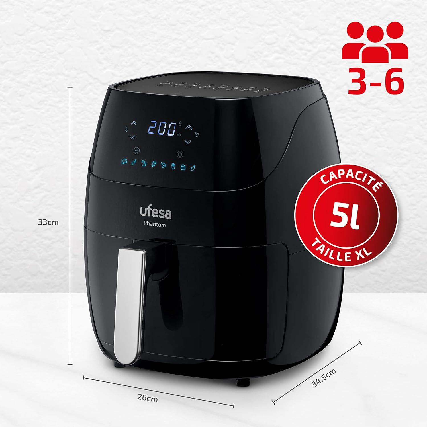 imageUfesa Jaguar Friteuse lectrique Air 35 L 8 Programmes 1200 W Ecran Tactile Minuterie Temprature 80C 200C Sans BPA ni PFOA Cuve et Plateau Antiadhsif Exclusivit AmazonNoir