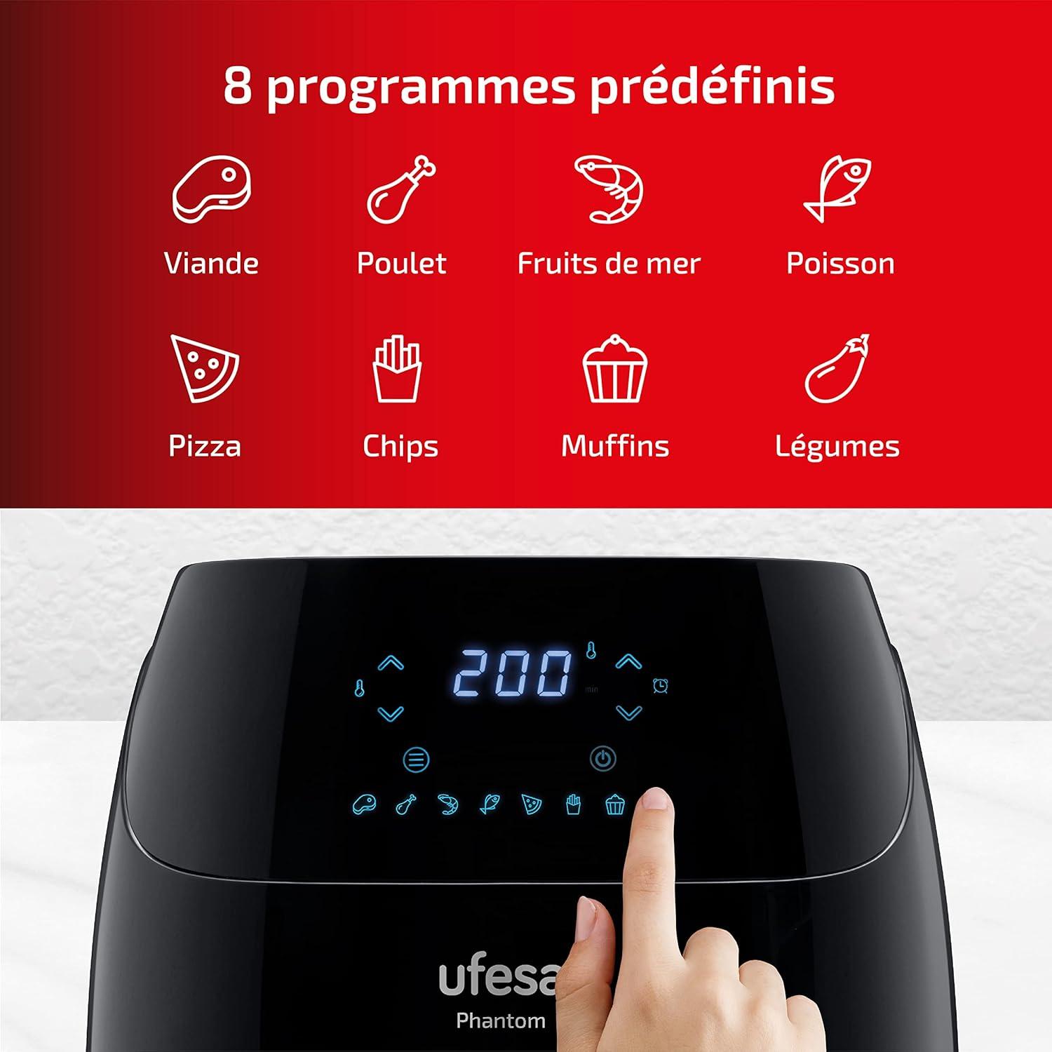 imageUfesa Jaguar Friteuse lectrique Air 35 L 8 Programmes 1200 W Ecran Tactile Minuterie Temprature 80C 200C Sans BPA ni PFOA Cuve et Plateau Antiadhsif Exclusivit AmazonNoir