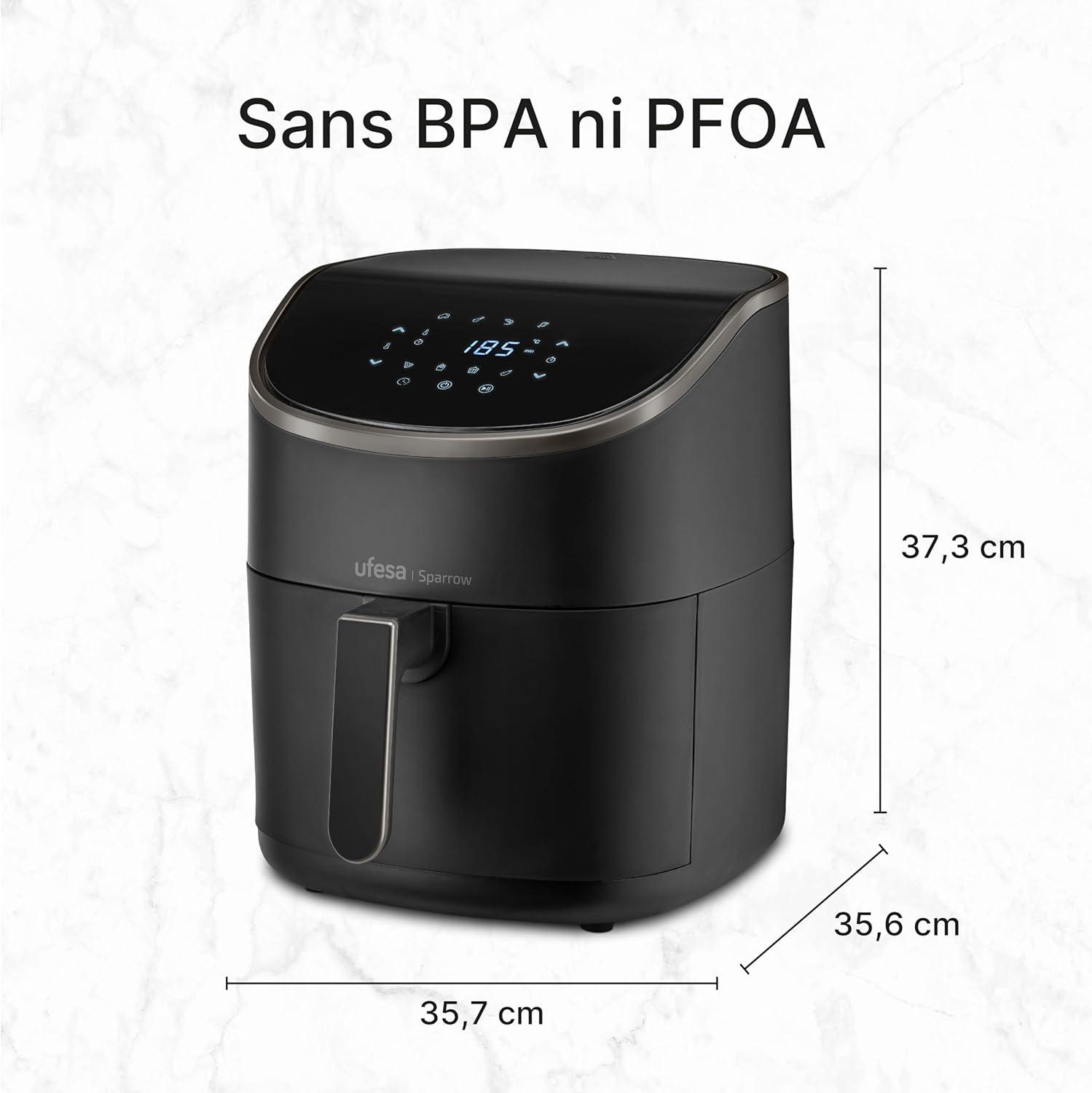 imageUfesa Jaguar Friteuse lectrique Air 35 L 8 Programmes 1200 W Ecran Tactile Minuterie Temprature 80C 200C Sans BPA ni PFOA Cuve et Plateau Antiadhsif Exclusivit AmazonBlack