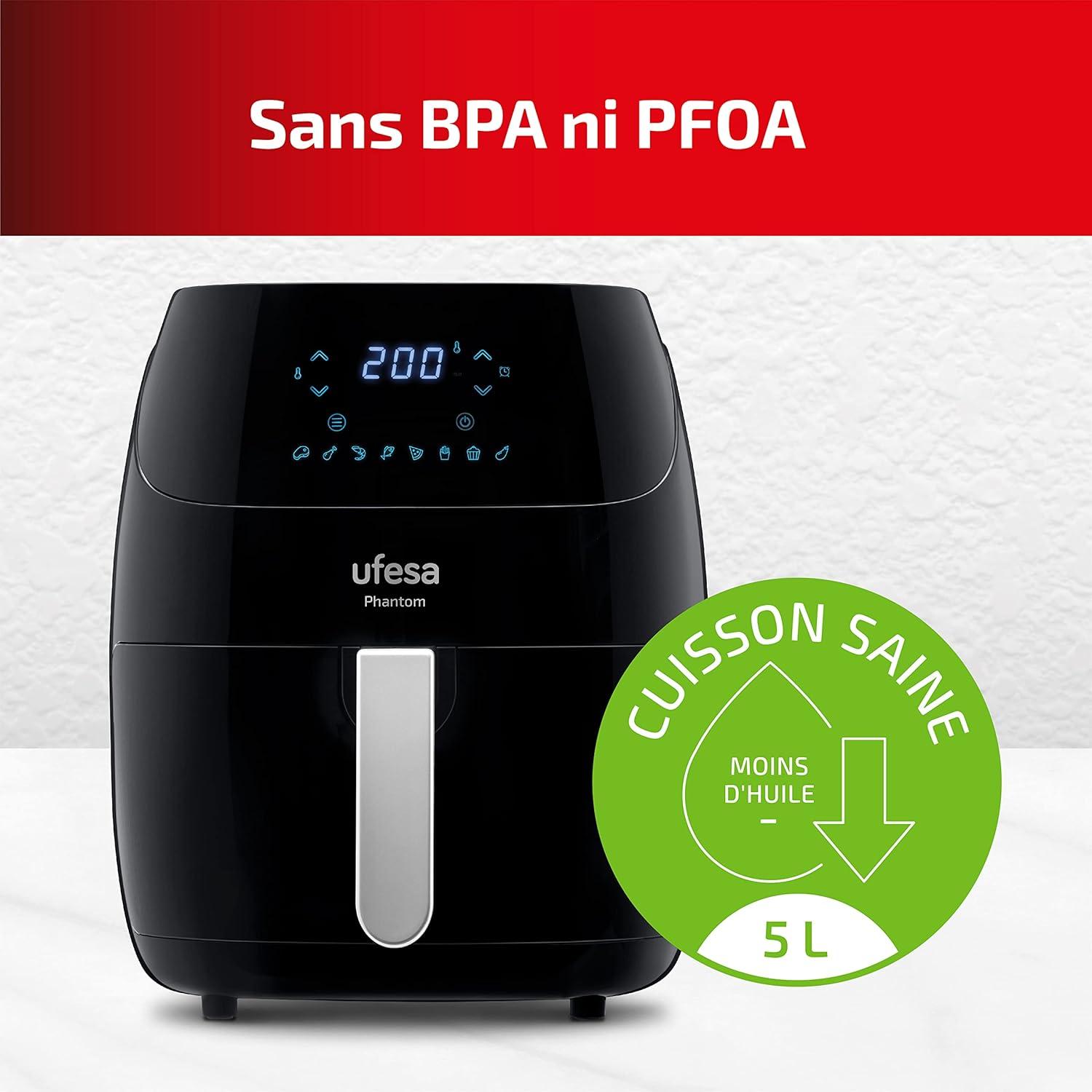imageUfesa Jaguar Friteuse lectrique Air 35 L 8 Programmes 1200 W Ecran Tactile Minuterie Temprature 80C 200C Sans BPA ni PFOA Cuve et Plateau Antiadhsif Exclusivit AmazonNoir