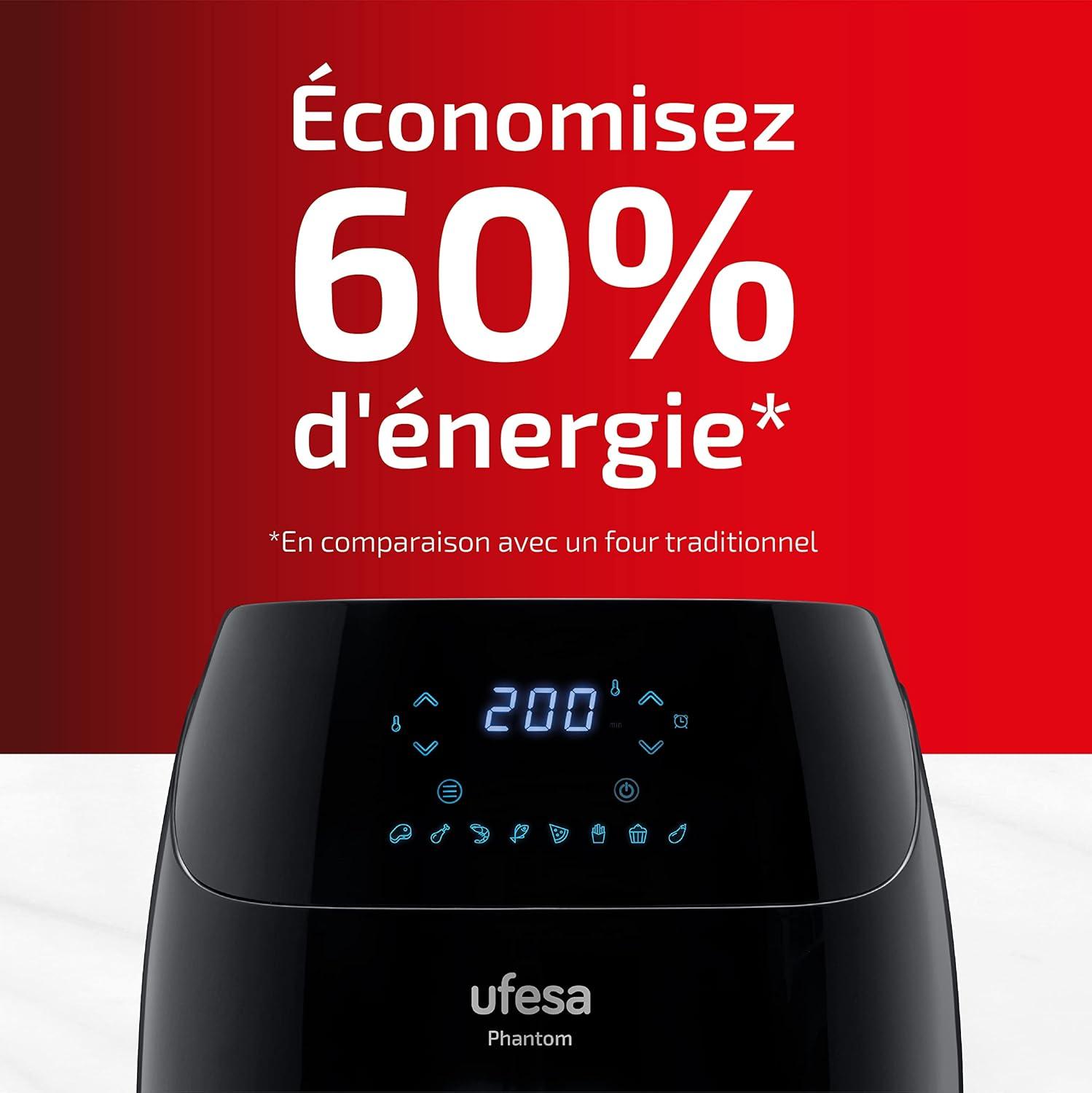 imageUfesa Jaguar Friteuse lectrique Air 35 L 8 Programmes 1200 W Ecran Tactile Minuterie Temprature 80C 200C Sans BPA ni PFOA Cuve et Plateau Antiadhsif Exclusivit AmazonNoir