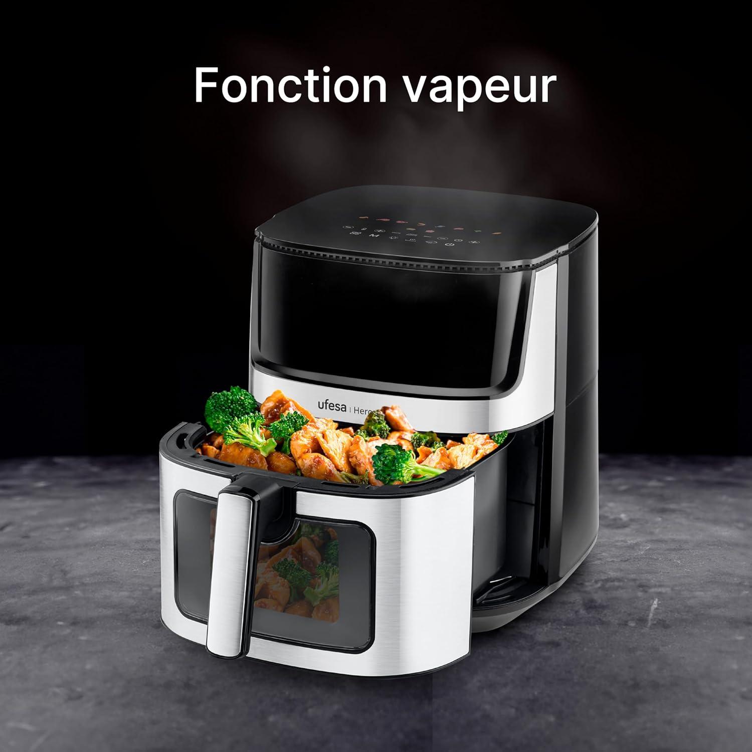 imageUfesa Jaguar Friteuse lectrique Air 35 L 8 Programmes 1200 W Ecran Tactile Minuterie Temprature 80C 200C Sans BPA ni PFOA Cuve et Plateau Antiadhsif Exclusivit AmazonBlack
