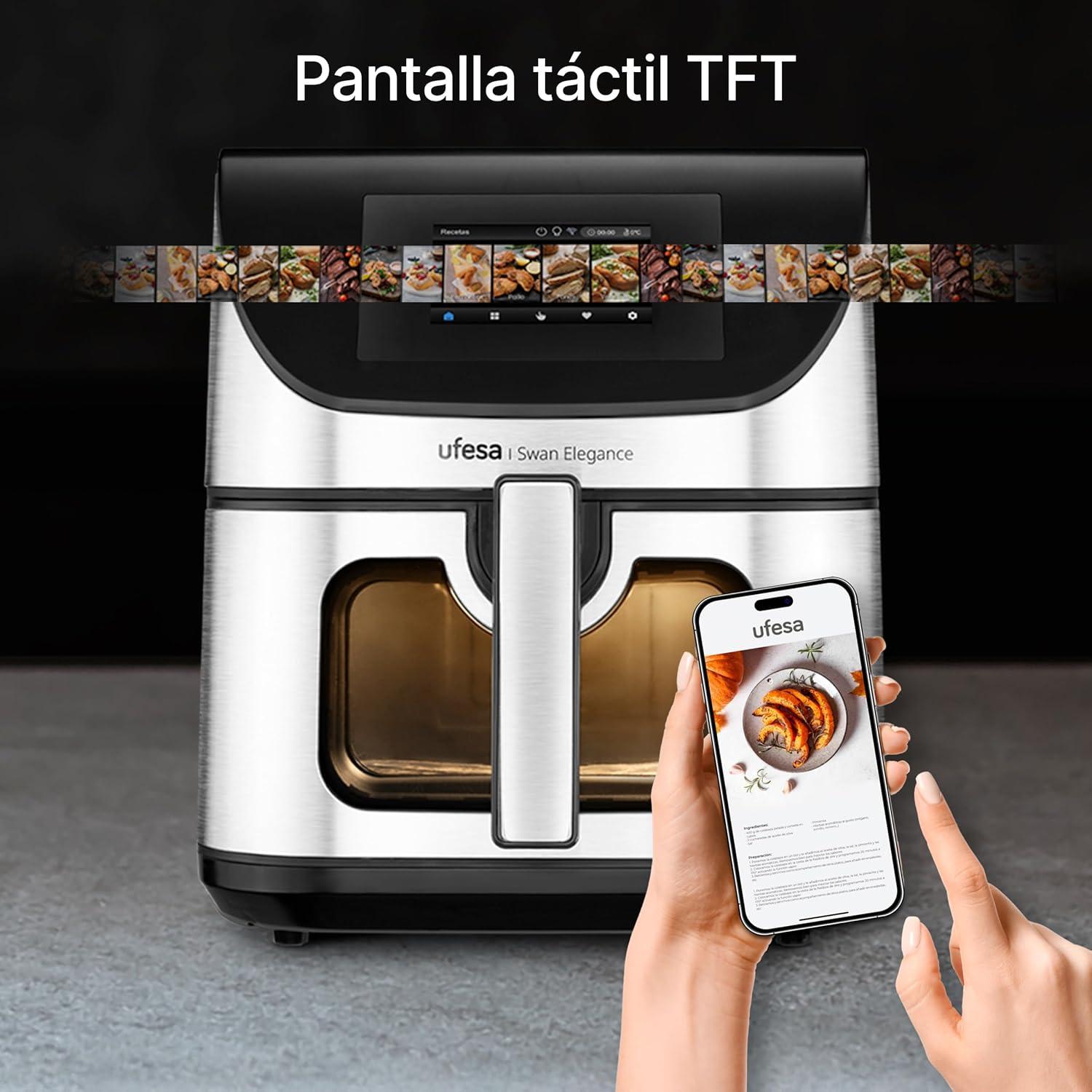 imageUfesa Jaguar Friteuse lectrique Air 35 L 8 Programmes 1200 W Ecran Tactile Minuterie Temprature 80C 200C Sans BPA ni PFOA Cuve et Plateau Antiadhsif Exclusivit AmazonBlack