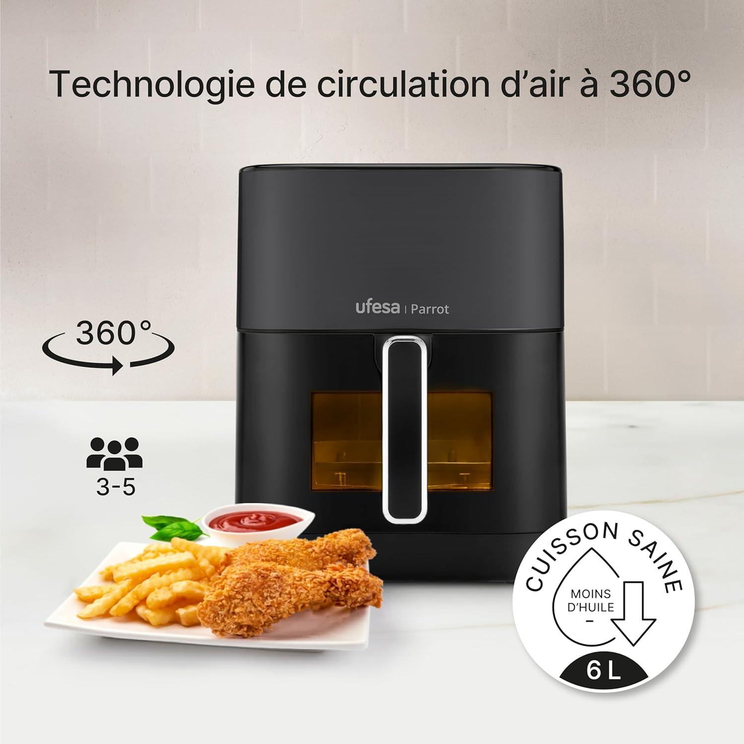 imageUfesa Jaguar Friteuse lectrique Air 35 L 8 Programmes 1200 W Ecran Tactile Minuterie Temprature 80C 200C Sans BPA ni PFOA Cuve et Plateau Antiadhsif Exclusivit AmazonBlack
