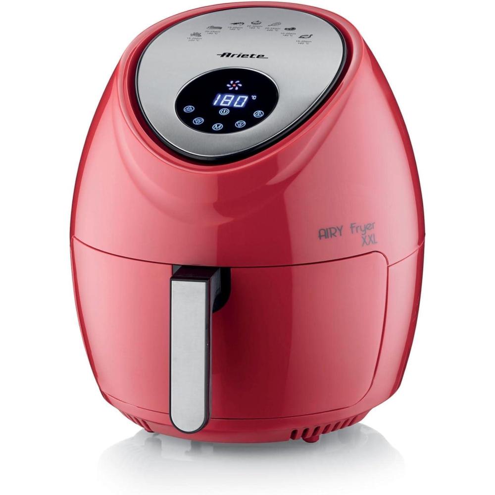 imageAriete Airy Fryer XXL 4618 Friteuse Air 7 Litre Minuterie 60 Minutes Ecran LCD et Tactile avec 7 Modes de Cuisson Temprature Maximale 200 C Capacit 25kg 1800W BeigeRed