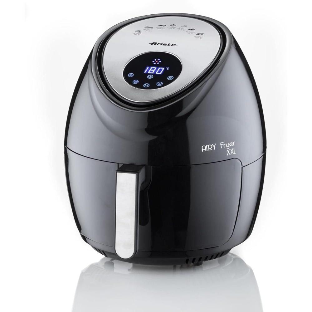 imageAriete Airy Fryer XXL 4618 Friteuse Air 7 Litre Minuterie 60 Minutes Ecran LCD et Tactile avec 7 Modes de Cuisson Temprature Maximale 200 C Capacit 25kg 1800W BeigeNoir Acier Inoxydable