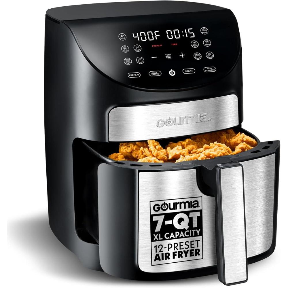 imageGourmia GAF798 Friteuse  air numrique  Friture saine sans huile  10 fonctions de cuisson  une touche  Instructions de cuisson guides  Nettoyage facile  Panier de 7 litres  Livre de recettes