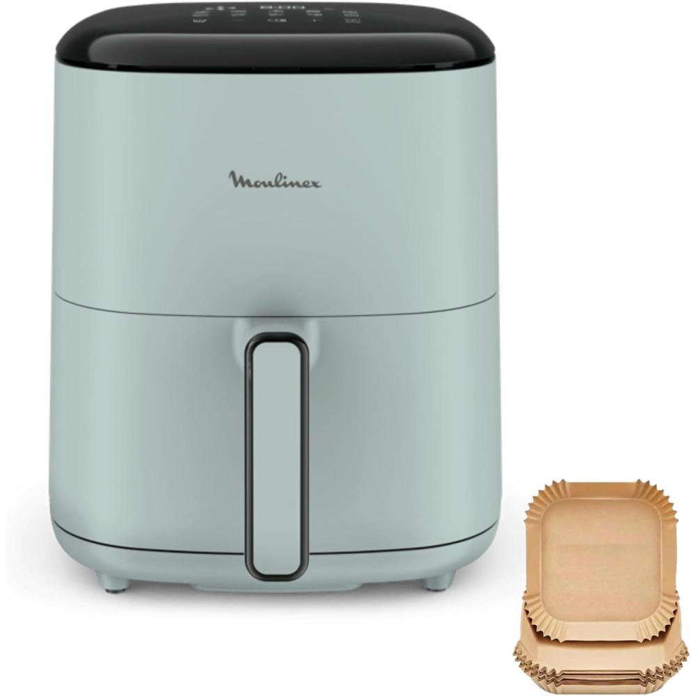imageMoulinex Easy Fry Max Friteuse sans huile Capacit XL de 5 L Jusqu 6 personnes 10 programmes automatiques Ecran tactile digital Gain de temps et dnergie air fryer EZ245820Eucalyptus
