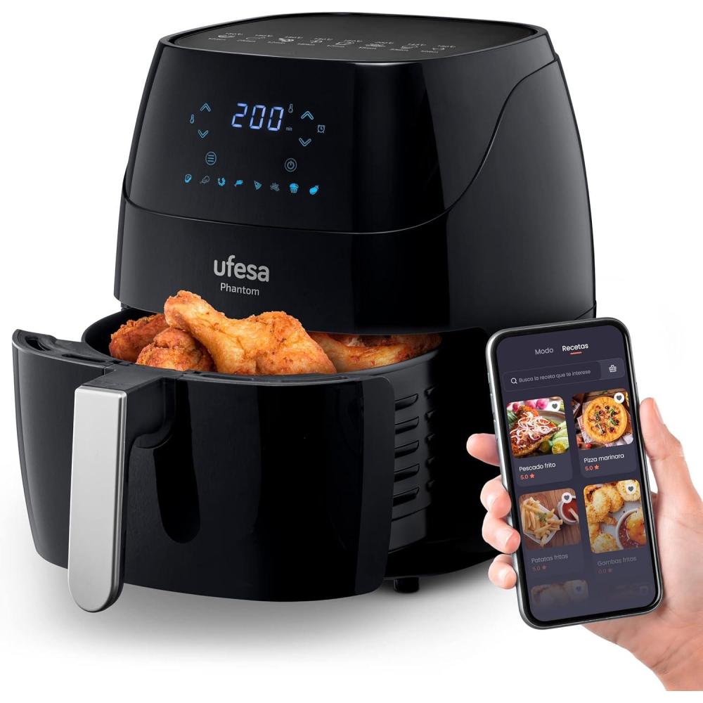 imageUfesa Jaguar Friteuse lectrique Air 35 L 8 Programmes 1200 W Ecran Tactile Minuterie Temprature 80C 200C Sans BPA ni PFOA Cuve et Plateau Antiadhsif Exclusivit AmazonNoir