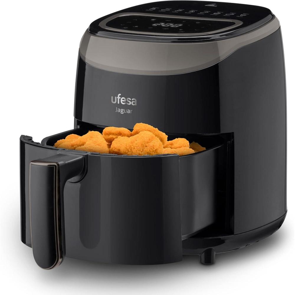 imageUfesa Jaguar Friteuse lectrique  Air 35 L 8 Programmes 1200 W Ecran Tactile Minuterie Temprature 80C  200C Sans BPA ni PFOA Cuve et Plateau Antiadhsif Exclusivit AmazonBlack
