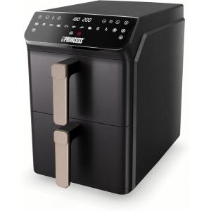 Princess Friteuse à Air Digitale 6,5 L – Avec séparateur amovible – Jusqu&rsquo;à 60 pour cent de consommation d&rsquo;énergie en moins – Écran tactile numérique – 12 programmes – Sans huile – Noir – 182061(11 2L)