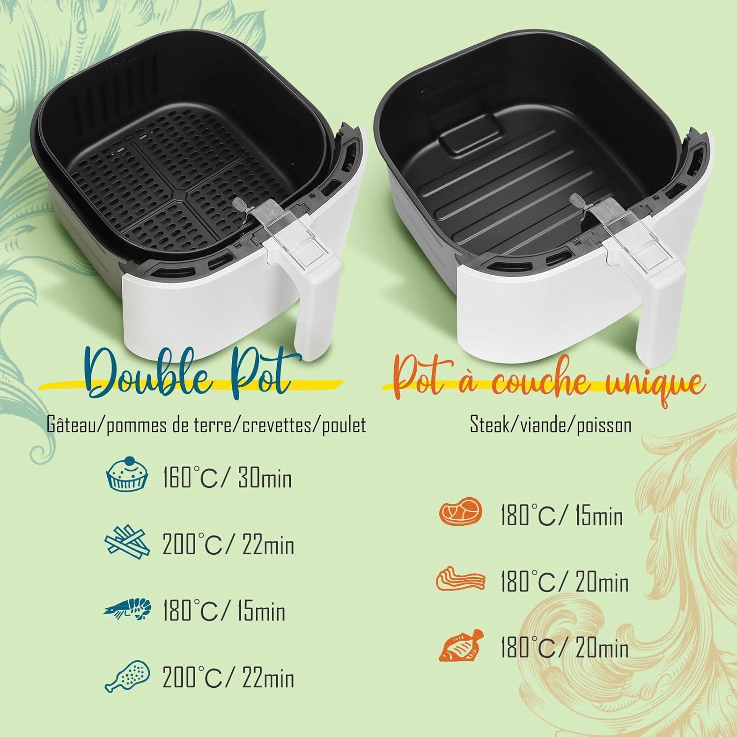 imageAigostar Air Fryer Friteuse sans Huile 7L Avec Wifi Air Fryer XXL 7 en 1 1900W Friteuse Air Chaud Ecran tactile LED Prchauffage Rapide Maintien au Chaud Livre de Recettes Sans BPA BlancBlanc