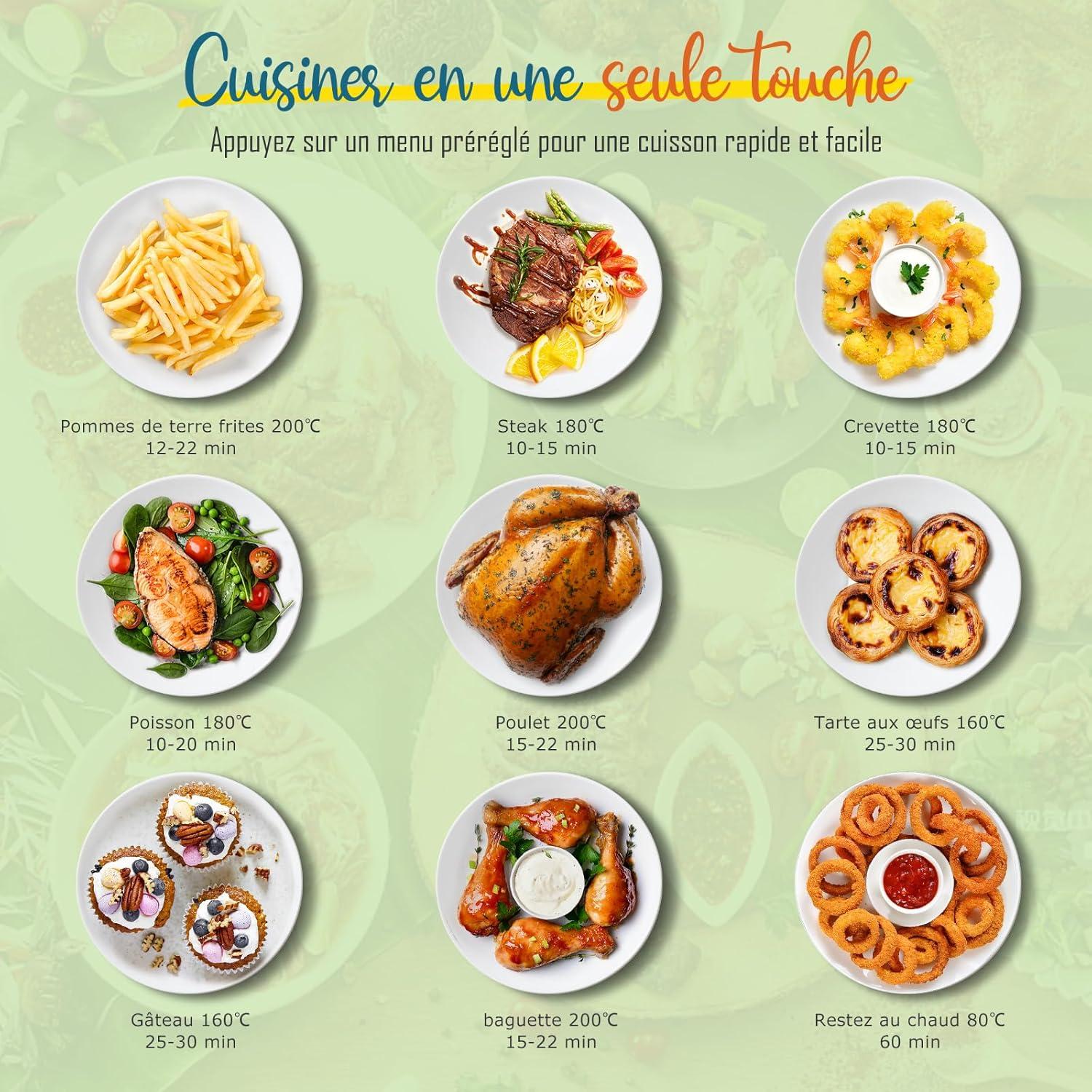 imageAigostar Air Fryer Friteuse sans Huile 7L Avec Wifi Air Fryer XXL 7 en 1 1900W Friteuse Air Chaud Ecran tactile LED Prchauffage Rapide Maintien au Chaud Livre de Recettes Sans BPA BlancBlanc