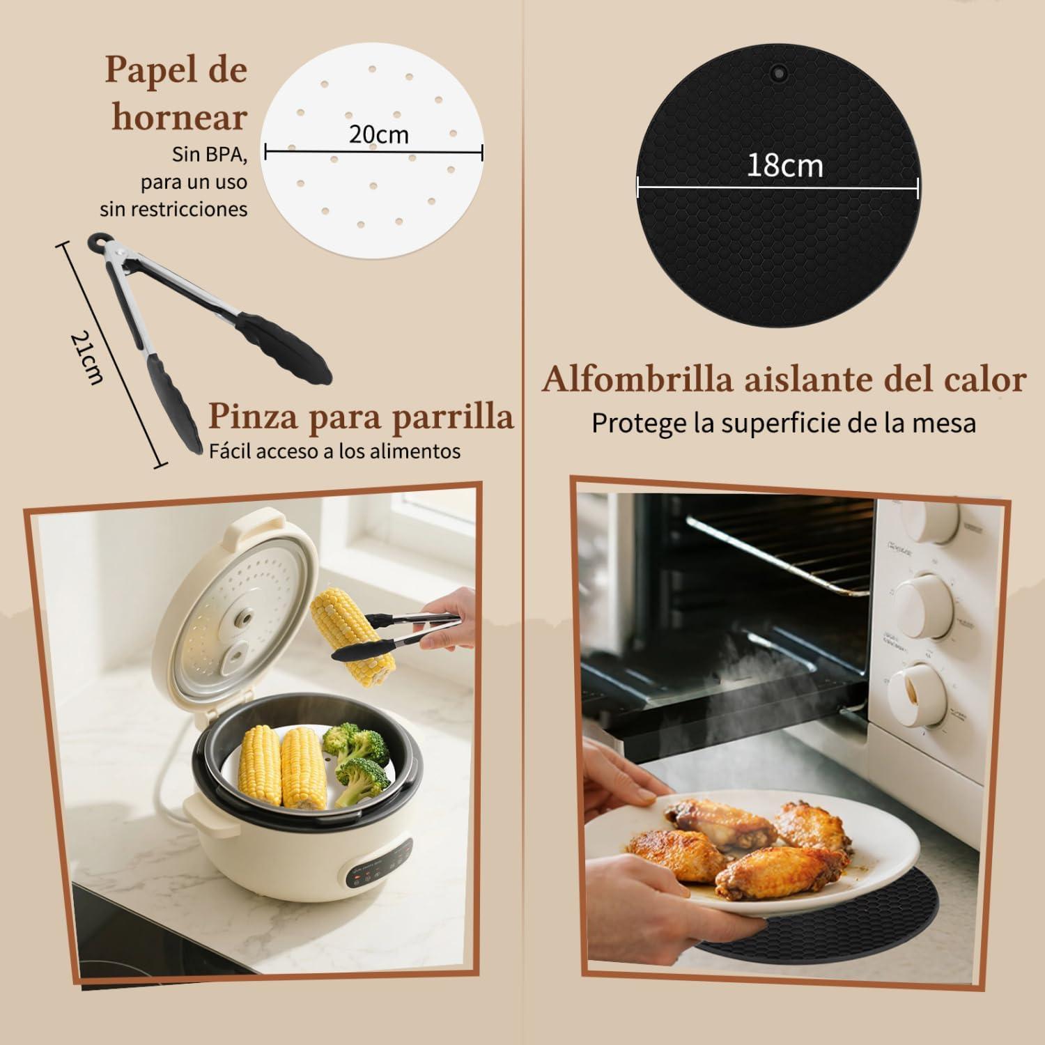 imageAigostar Air Fryer Friteuse sans Huile 7L Avec Wifi Air Fryer XXL 7 en 1 1900W Friteuse Air Chaud Ecran tactile LED Prchauffage Rapide Maintien au Chaud Livre de Recettes Sans BPA BlancAvec 12 Accessoires