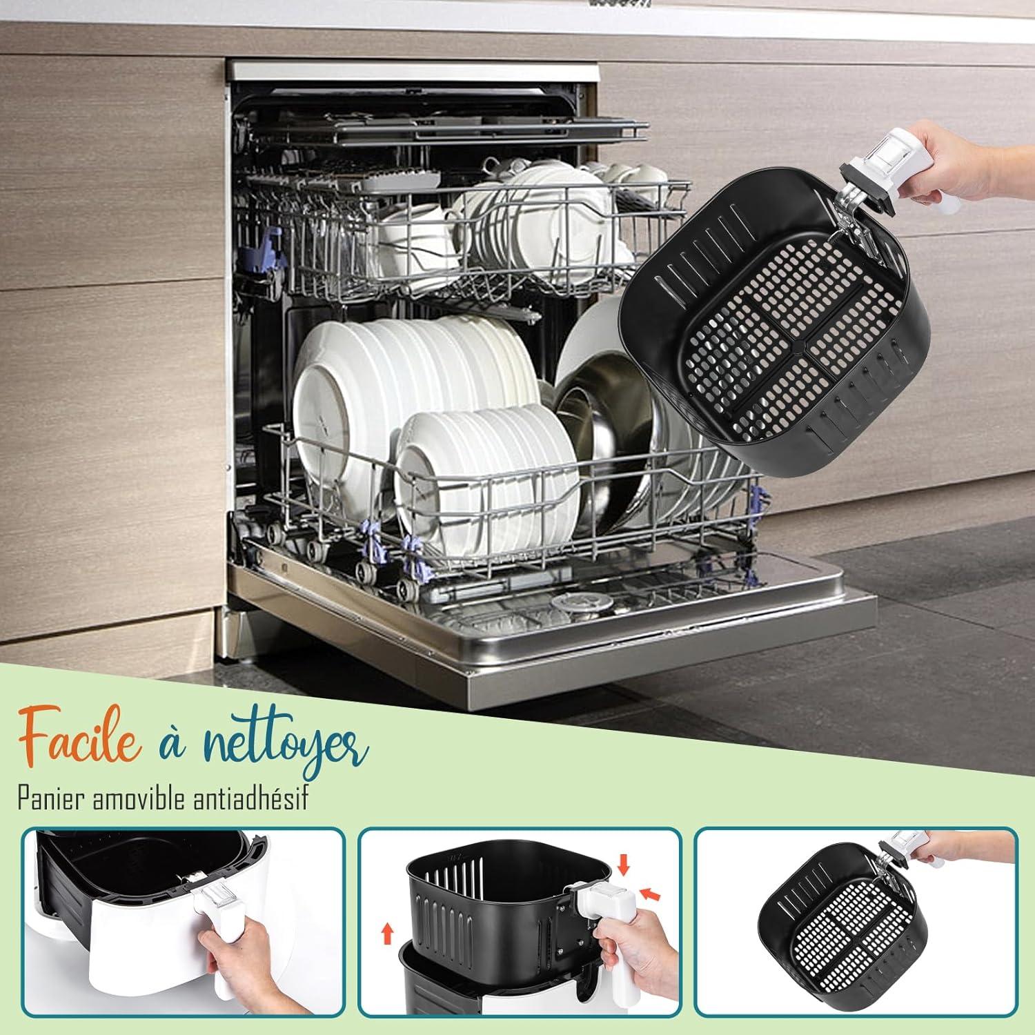 imageAigostar Air Fryer Friteuse sans Huile 7L Avec Wifi Air Fryer XXL 7 en 1 1900W Friteuse Air Chaud Ecran tactile LED Prchauffage Rapide Maintien au Chaud Livre de Recettes Sans BPA BlancBlanc