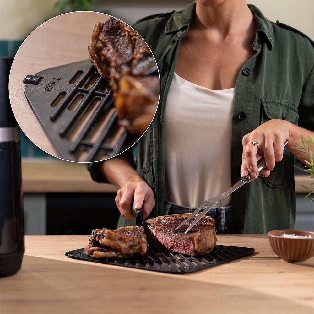 imageCecotec Air Fryer CecofryampampGrill Duoheat 8000 Friteuse Air sans Huile 8L Grill et Plancha Rsistance Double 2200W Cuisson Uniforme Moins de Graisse Idale pour Pizzas
