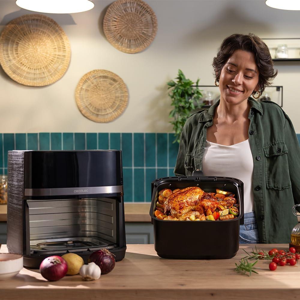 imageCecotec Air Fryer CecofryampampGrill Duoheat 8000 Friteuse Air sans Huile 8L Grill et Plancha Rsistance Double 2200W Cuisson Uniforme Moins de Graisse Idale pour Pizzas