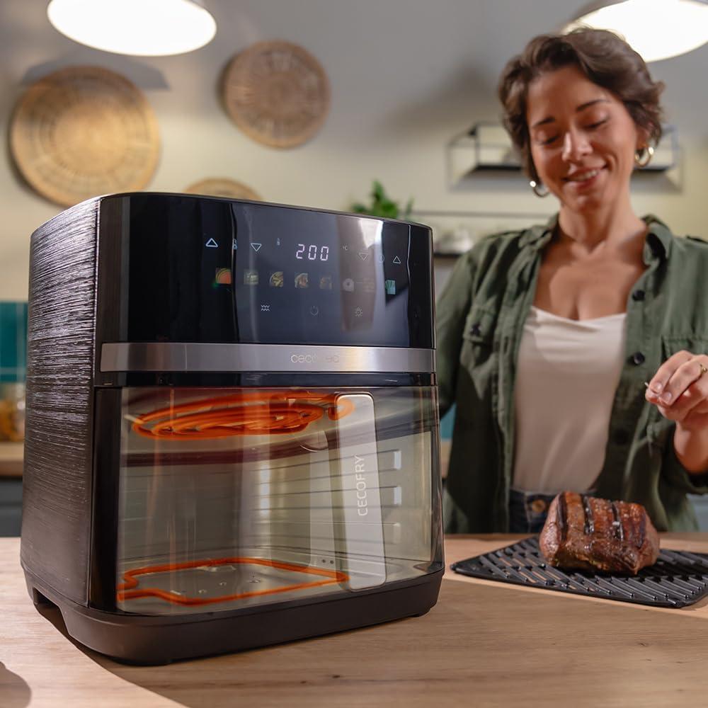 imageCecotec Air Fryer CecofryampampGrill Duoheat 8000 Friteuse Air sans Huile 8L Grill et Plancha Rsistance Double 2200W Cuisson Uniforme Moins de Graisse Idale pour Pizzas