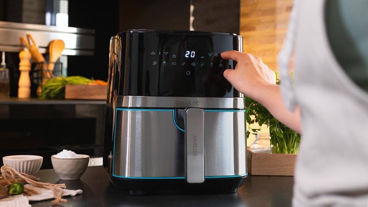 imageCecotec Friteuse sans Huile 55 L Cecofry Full InoxBlack Pro 5500 1600 W Dittique Numrique avec Finitions en Acier inoxydable 55 L de capacit et technologie PerfectCookInox Noir