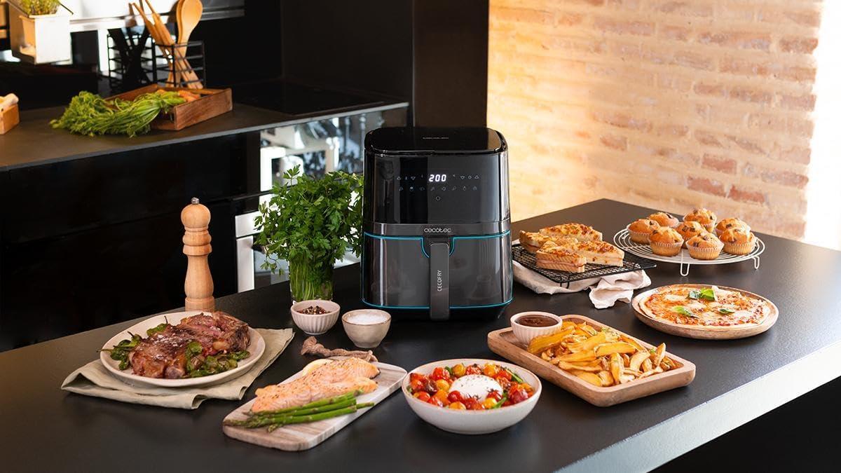 imageCecotec Friteuse sans Huile 55 L Cecofry Full InoxBlack Pro 5500 1600 W Dittique Numrique avec Finitions en Acier inoxydable 55 L de capacit et technologie PerfectCookInox Noir