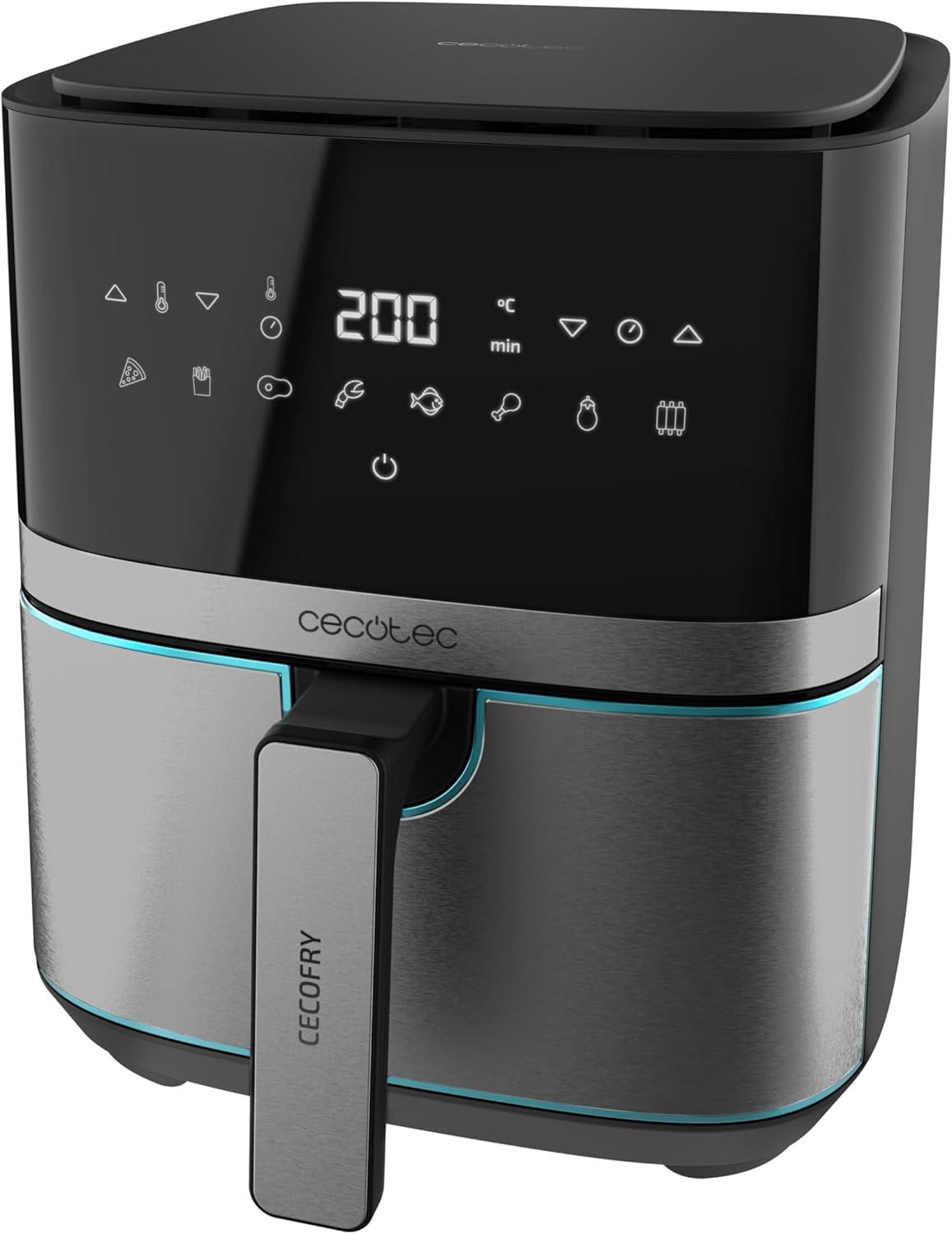 imageCecotec Friteuse sans Huile 55 L Cecofry Full InoxBlack Pro 5500 1600 W Dittique Numrique avec Finitions en Acier inoxydable 55 L de capacit et technologie PerfectCookInox Noir