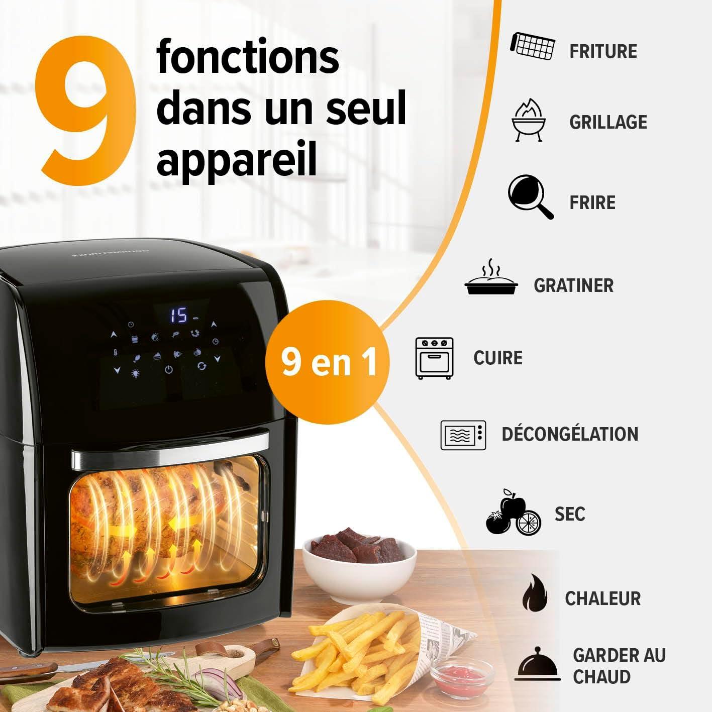 imageGOURMETmaxx Friteuse air chaud numrique XL 12 litres Prparation particulirement pauvre en graisse et douce Fonction minuterie pour une cuisson prcise et un arrt automatique 9 programmes