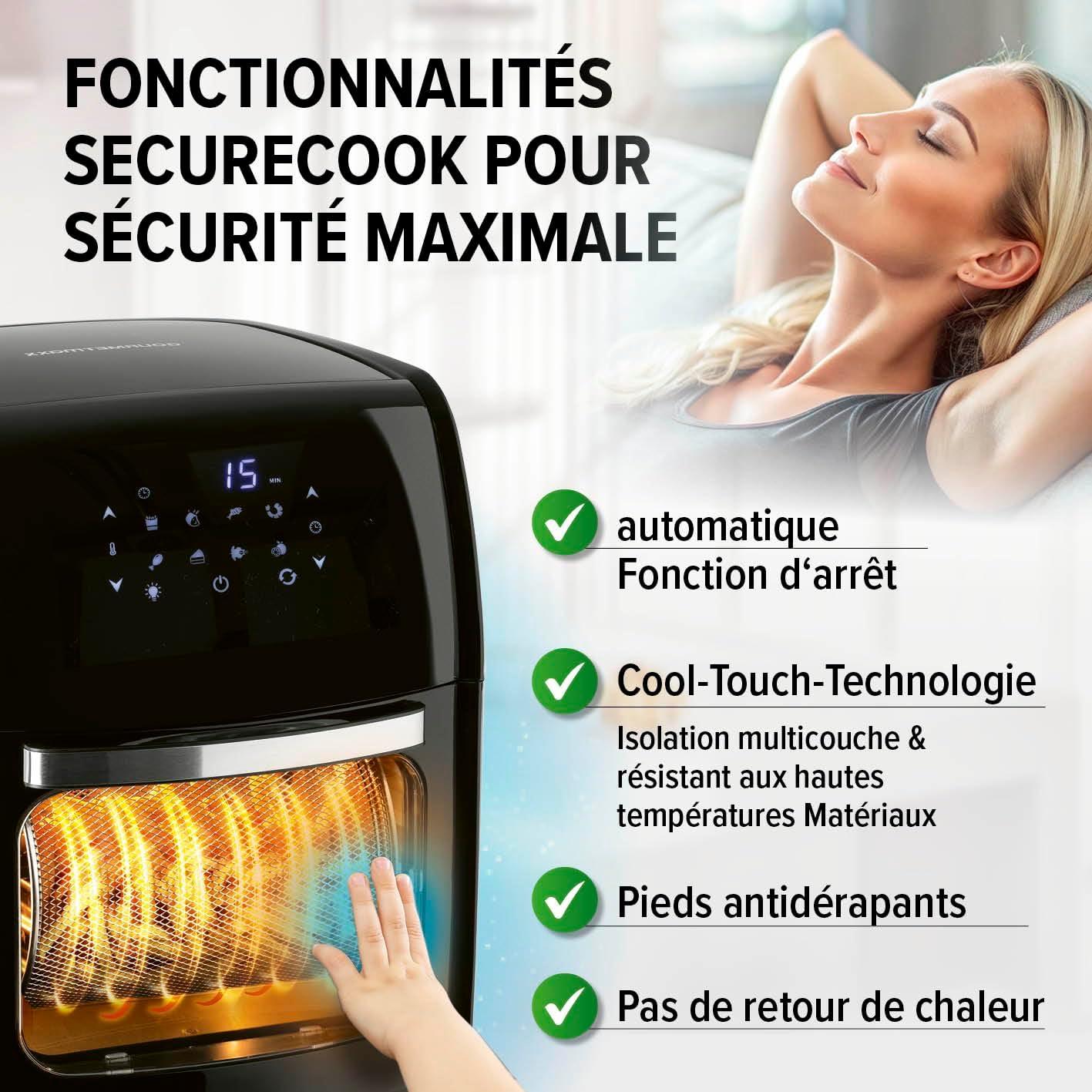 imageGOURMETmaxx Friteuse air chaud numrique XL 12 litres Prparation particulirement pauvre en graisse et douce Fonction minuterie pour une cuisson prcise et un arrt automatique 9 programmes