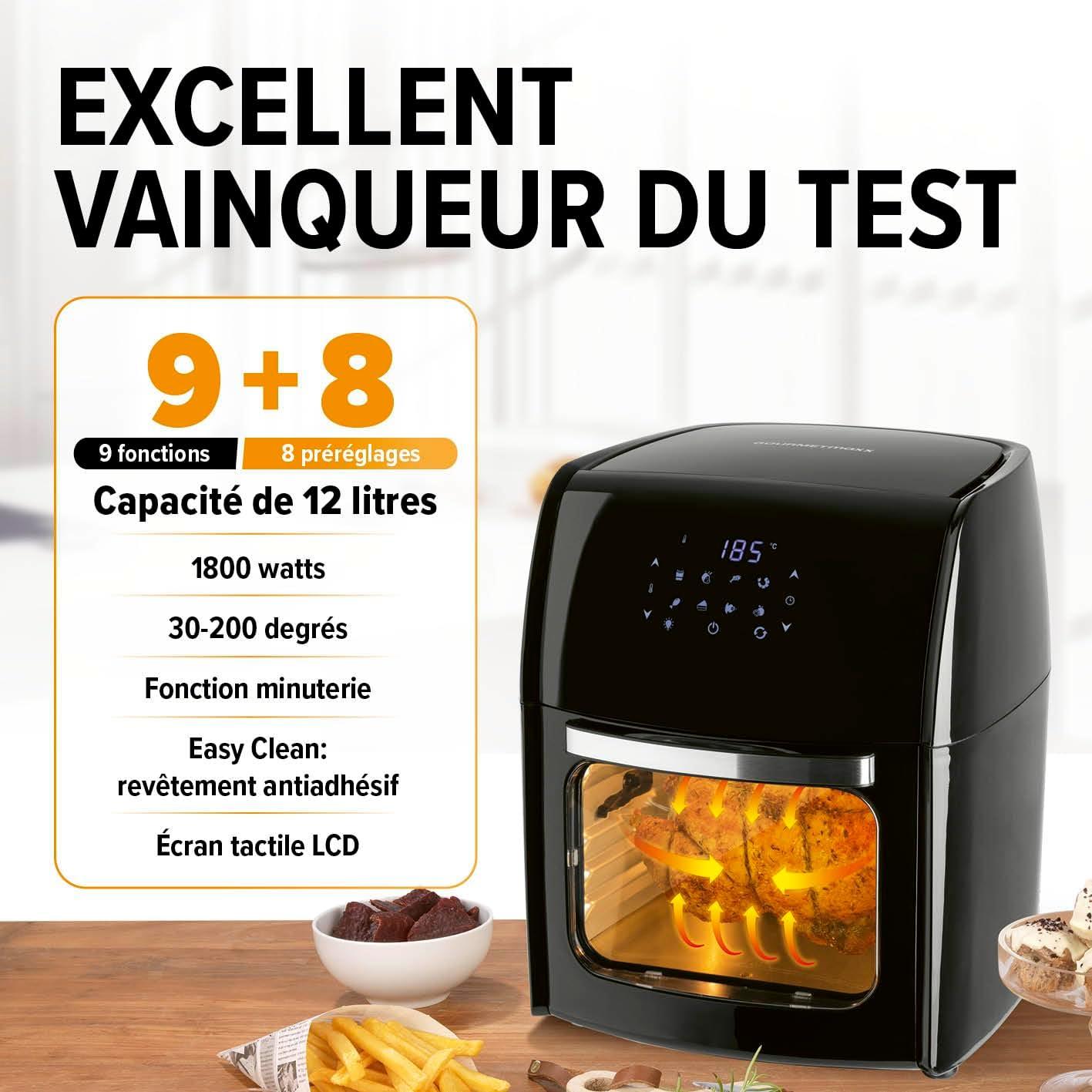 imageGOURMETmaxx Friteuse air chaud numrique XL 12 litres Prparation particulirement pauvre en graisse et douce Fonction minuterie pour une cuisson prcise et un arrt automatique 9 programmes