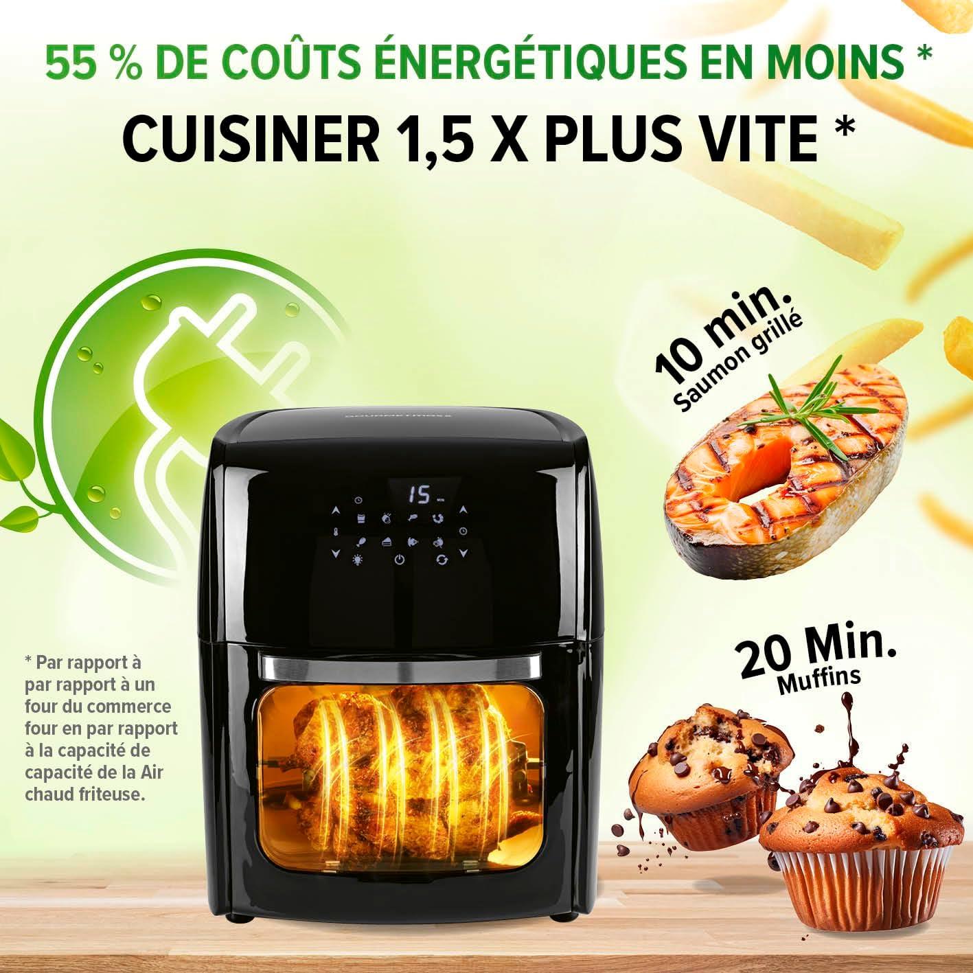 imageGOURMETmaxx Friteuse air chaud numrique XL 12 litres Prparation particulirement pauvre en graisse et douce Fonction minuterie pour une cuisson prcise et un arrt automatique 9 programmes