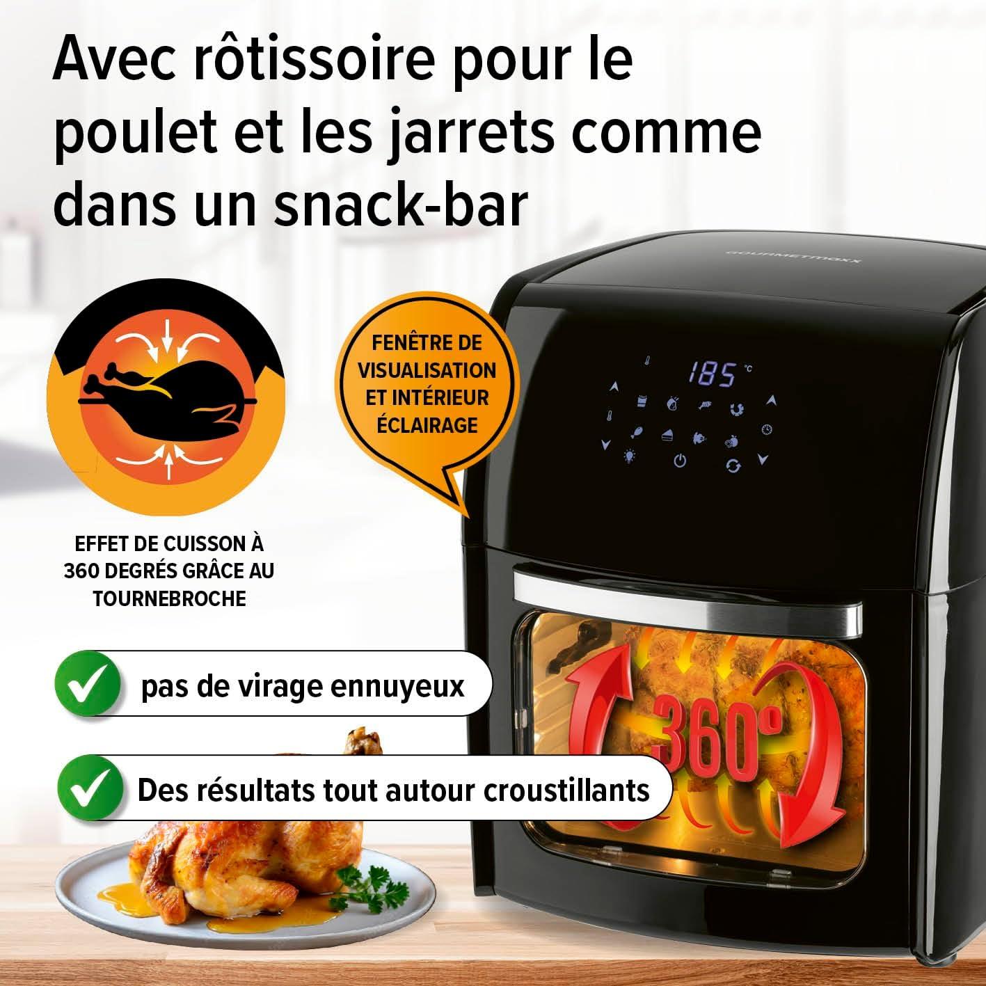 imageGOURMETmaxx Friteuse air chaud numrique XL 12 litres Prparation particulirement pauvre en graisse et douce Fonction minuterie pour une cuisson prcise et un arrt automatique 9 programmes