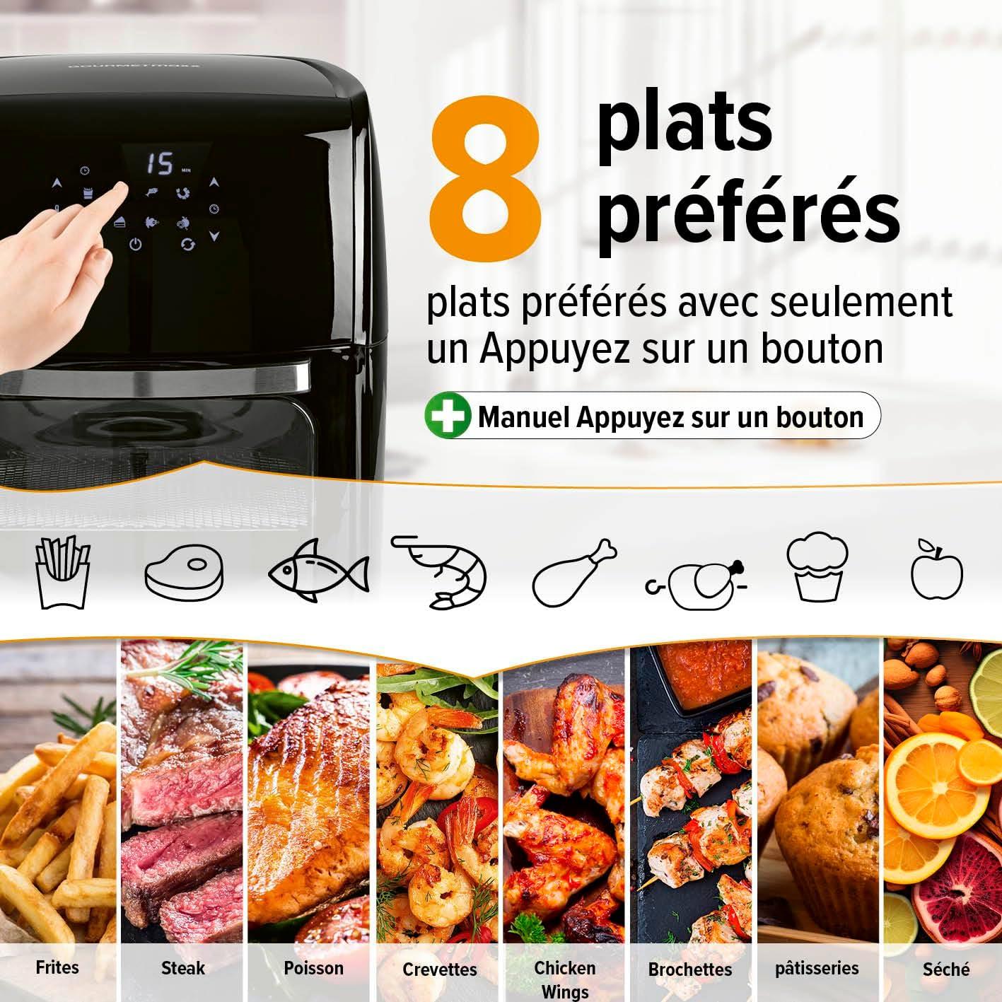 imageGOURMETmaxx Friteuse air chaud numrique XL 12 litres Prparation particulirement pauvre en graisse et douce Fonction minuterie pour une cuisson prcise et un arrt automatique 9 programmes