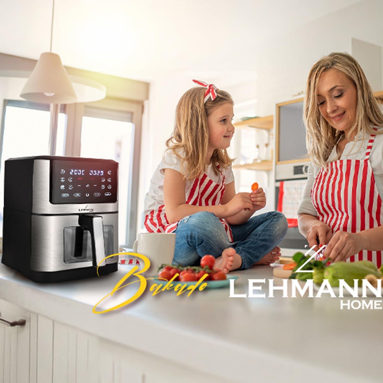 imageLehmann Friteuse air chaud XXL 8 litres 1800 W avec rglage de la temprature jusqu 200C Air Fryer avec 10 programmes minuterie manger sainement sans huile cuire rtir scher