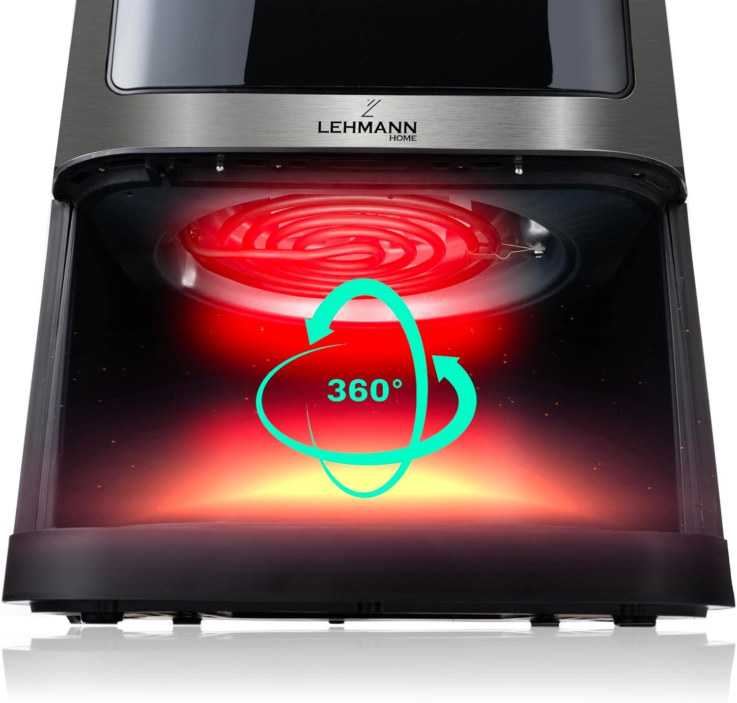 imageLehmann Friteuse air chaud XXL 8 litres 1800 W avec rglage de la temprature jusqu 200C Air Fryer avec 10 programmes minuterie manger sainement sans huile cuire rtir scher